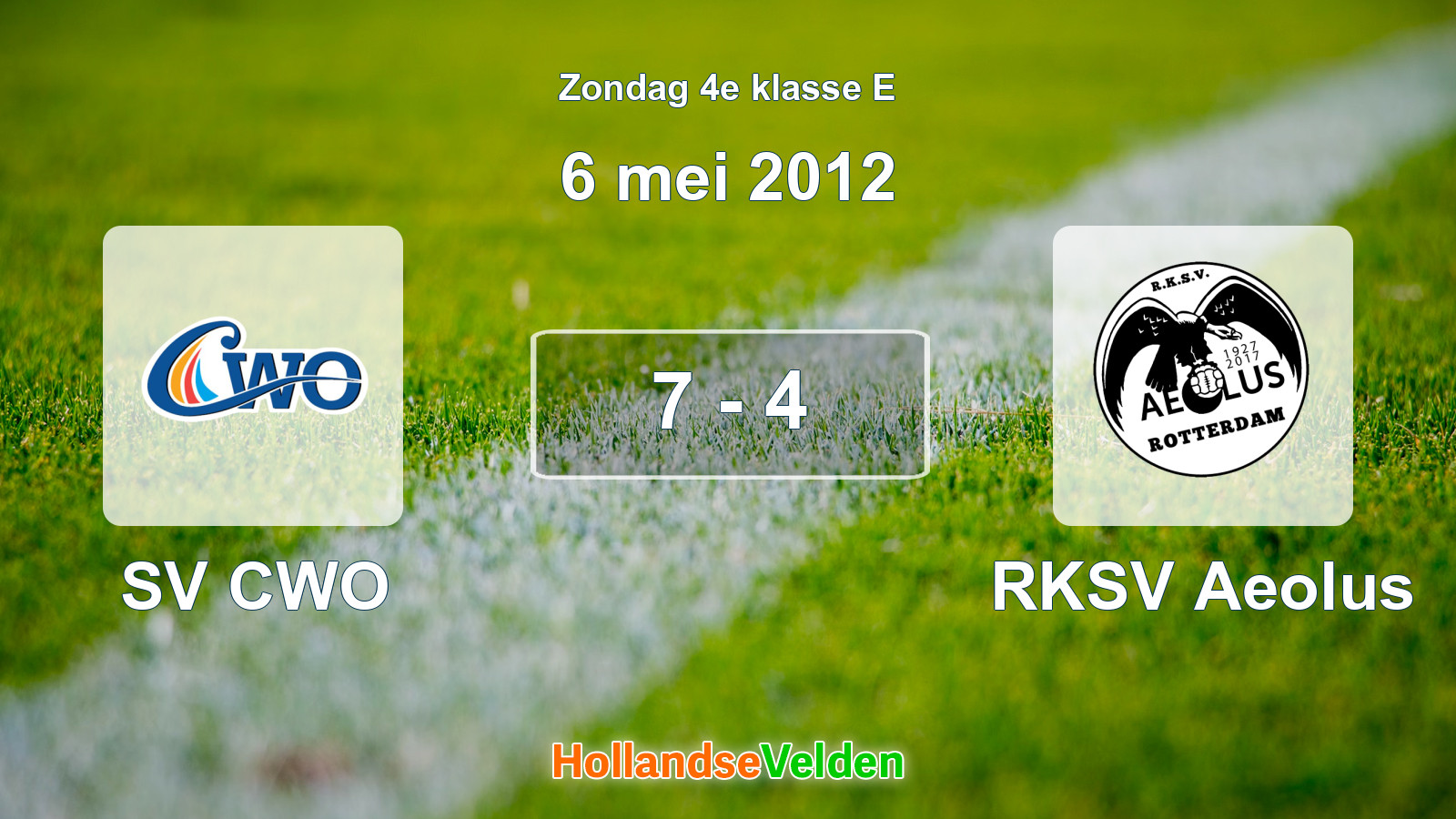 Gespeelde wedstrijd: SV CWO - RKSV Aeolus 7 - 4 (6 mei 2012)