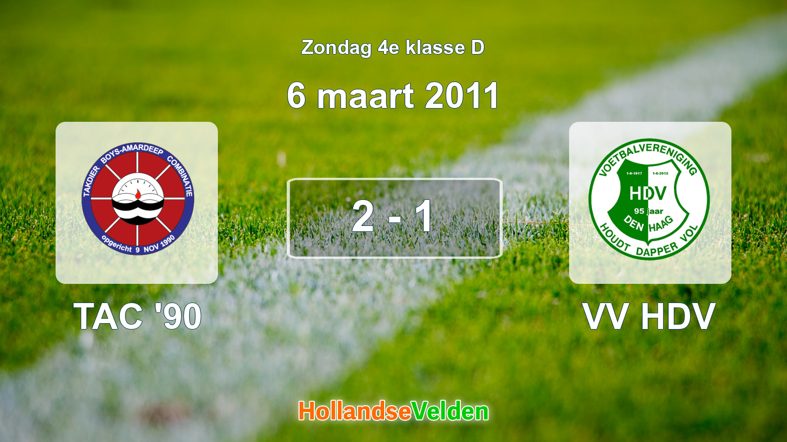 Gespeelde wedstrijd: TAC '90 - VV HDV 2 - 1 (6 maart 2011)