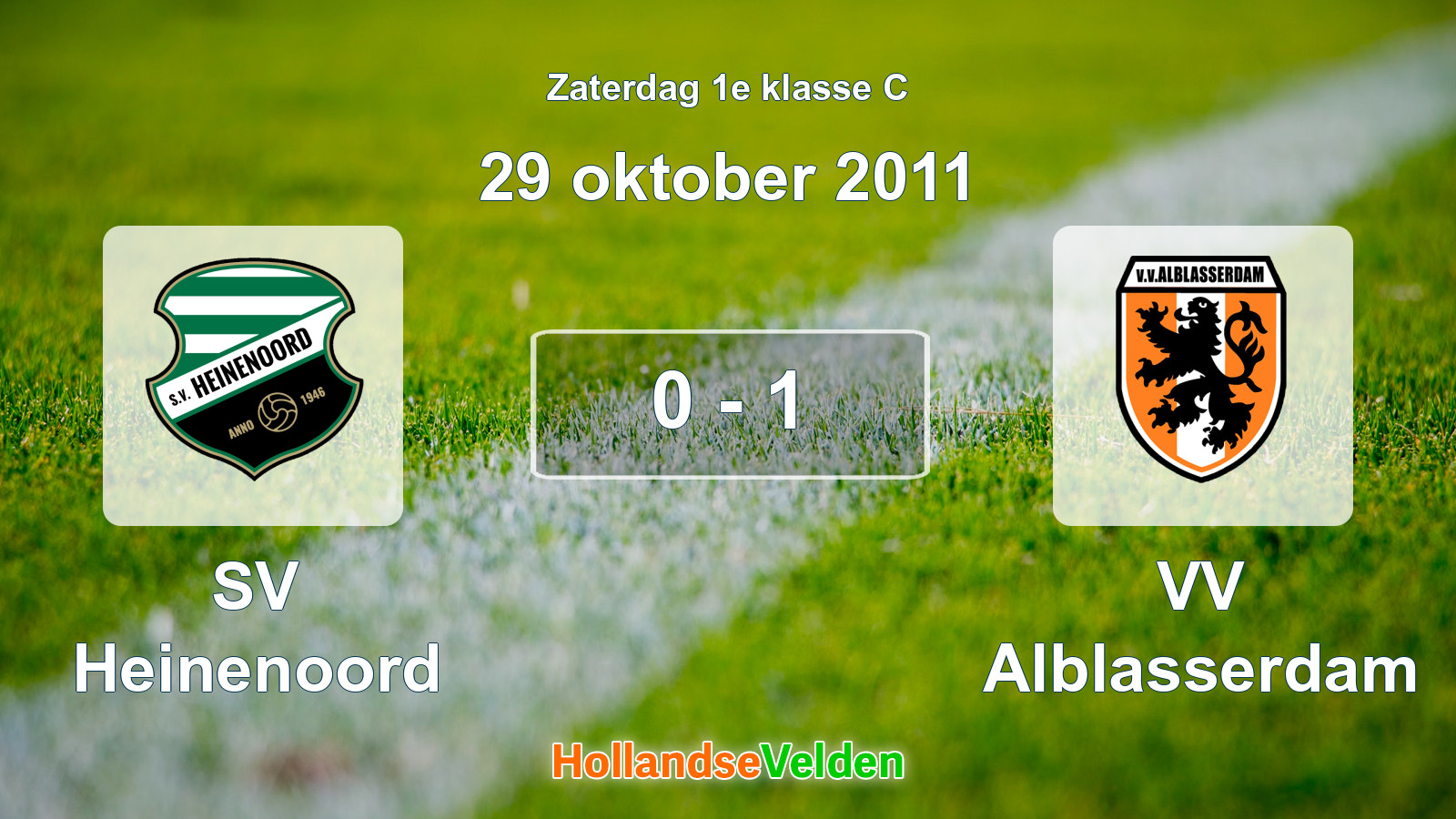 Gespeelde wedstrijd: SV Heinenoord - VV Alblasserdam 0 - 1 (29 oktober 2011)