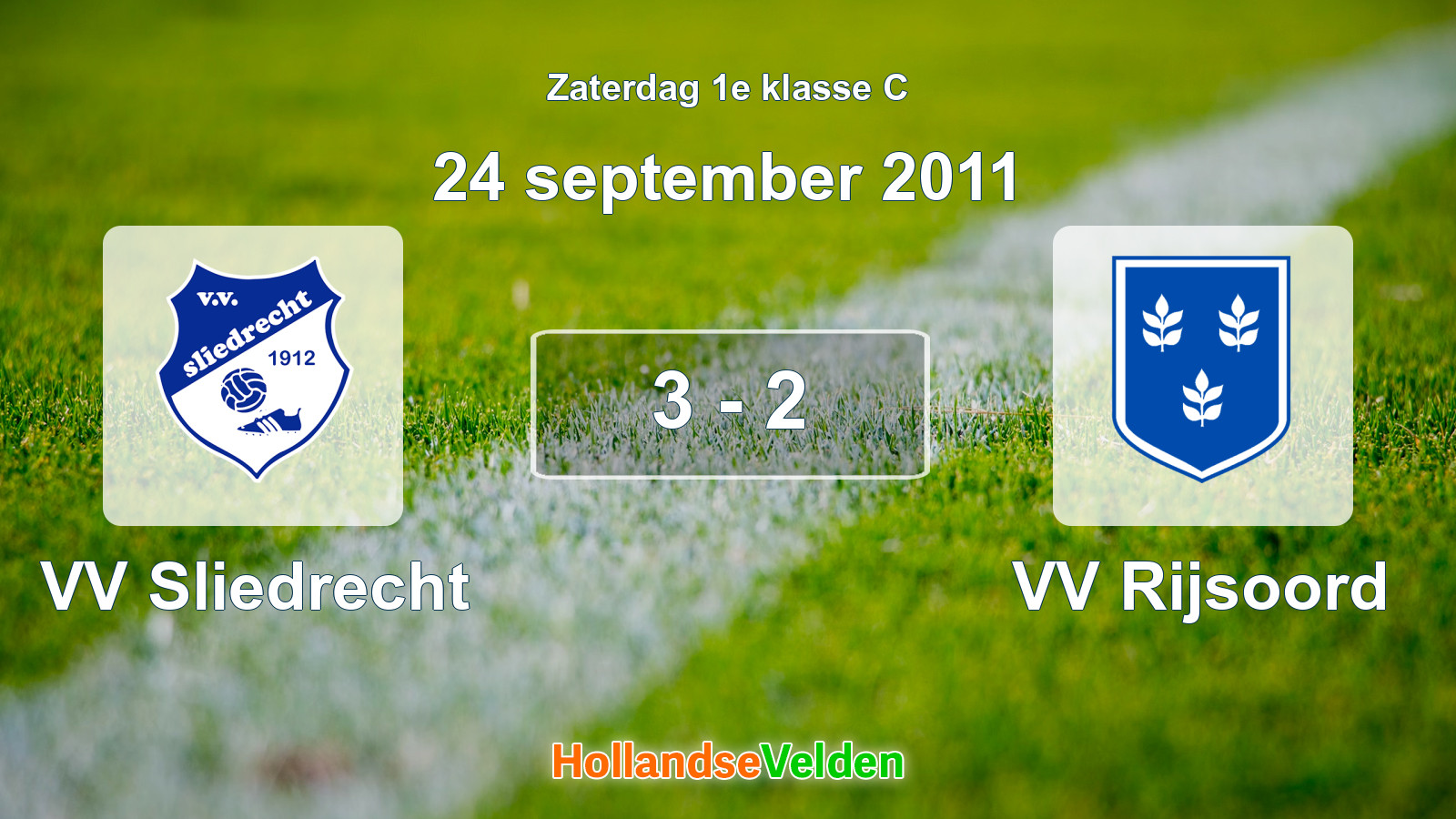 Gespeelde wedstrijd: VV Sliedrecht - VV Rijsoord 3 - 2 (24 september 2011)