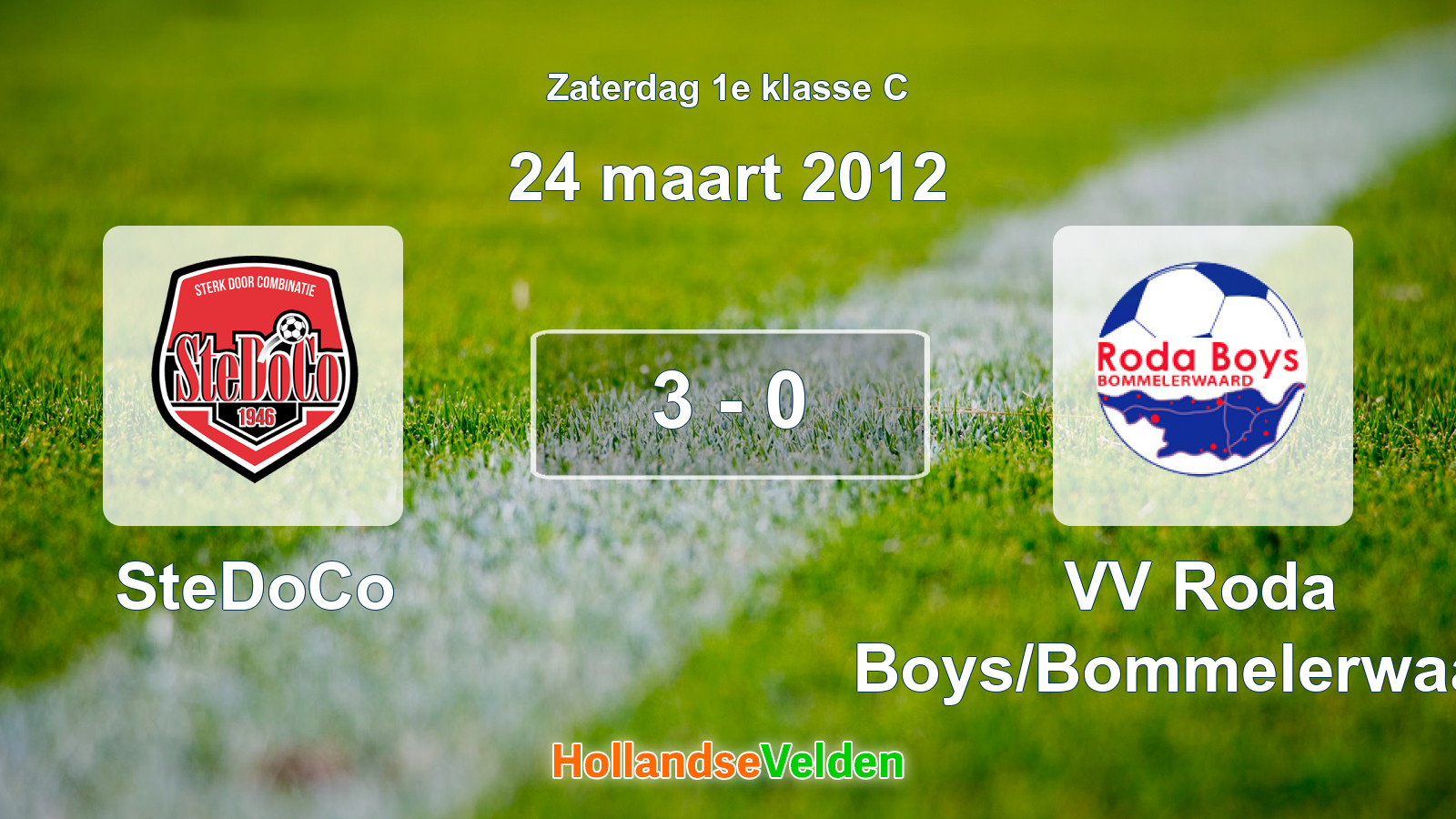 Gespeelde wedstrijd: SteDoCo - VV Roda Boys/Bommelerwaard 3 - 0 (24 maart 2012)