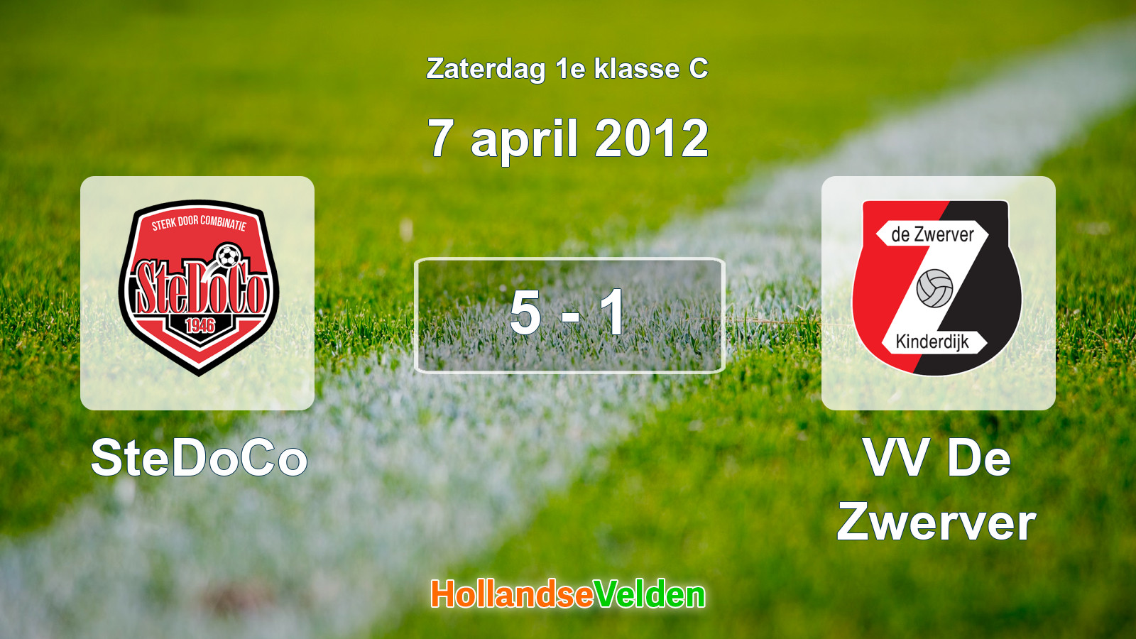 Gespeelde wedstrijd: SteDoCo - VV De Zwerver 5 - 1 (7 april 2012)