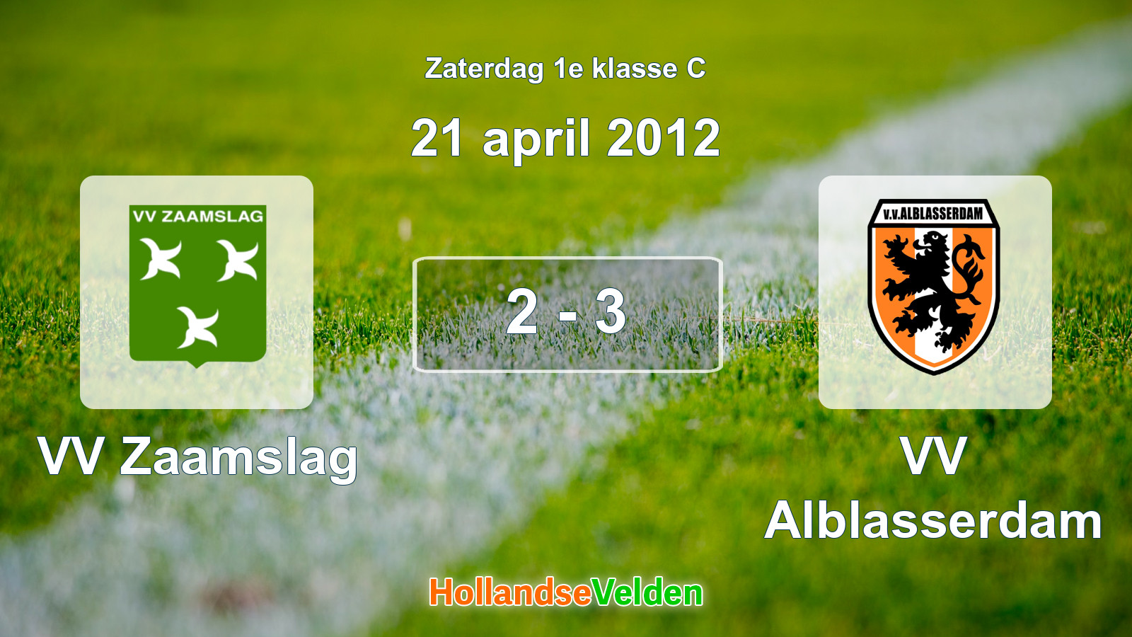 Gespeelde wedstrijd: VV Zaamslag - VV Alblasserdam 2 - 3 (21 april 2012)