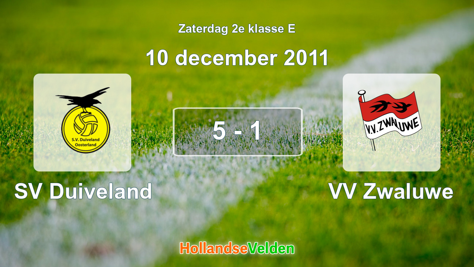 Gespeelde wedstrijd: SV Duiveland - VV Zwaluwe 5 - 1 (10 december 2011)