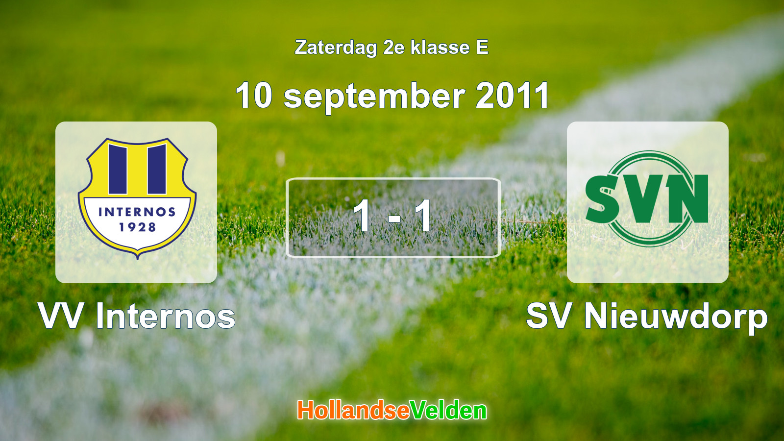 Gespeelde wedstrijd: VV Internos - SV Nieuwdorp 1 - 1 (10 september 2011)