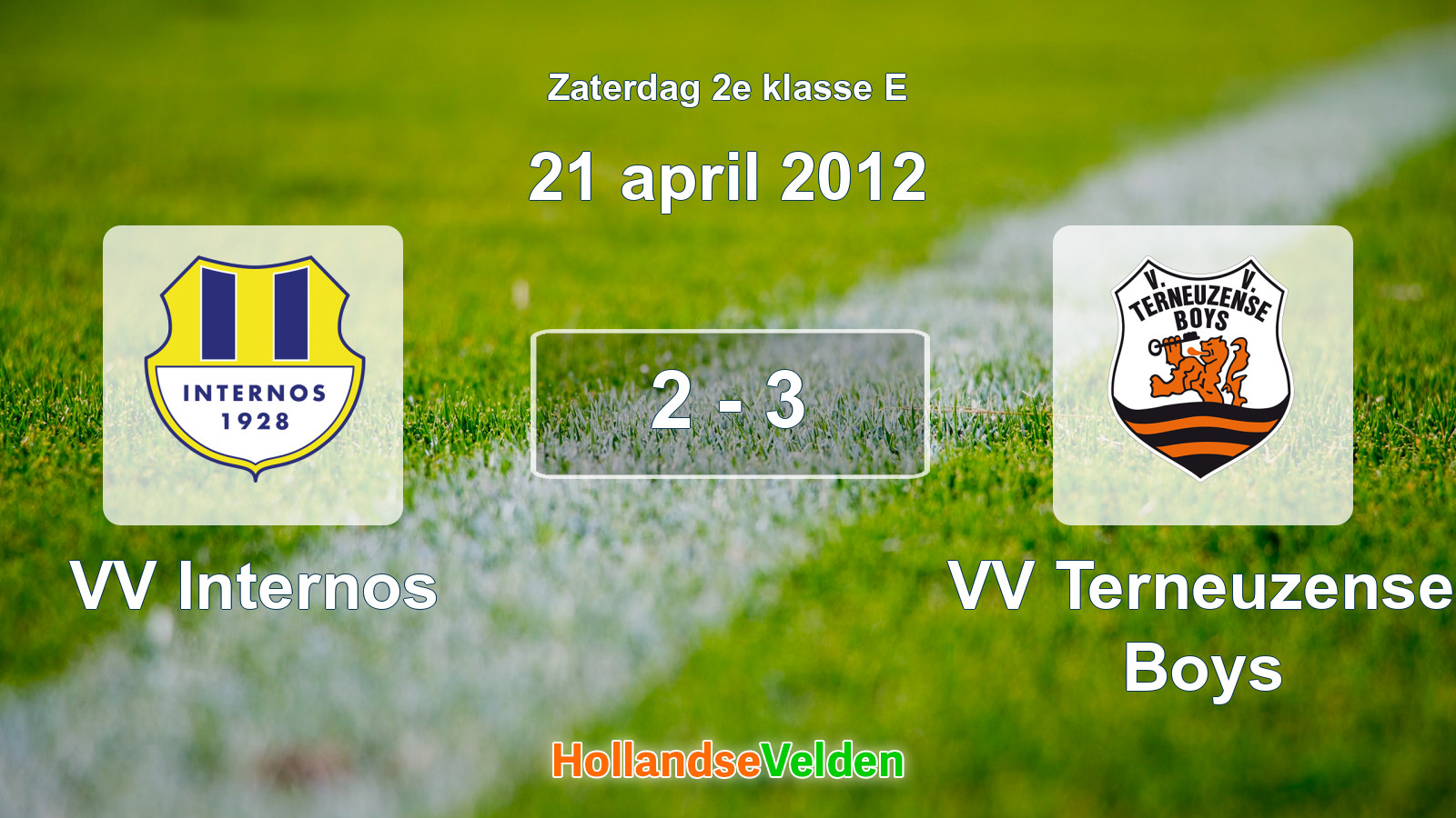 Gespeelde wedstrijd: VV Internos - VV Terneuzense Boys 2 - 3 (21 april 2012)