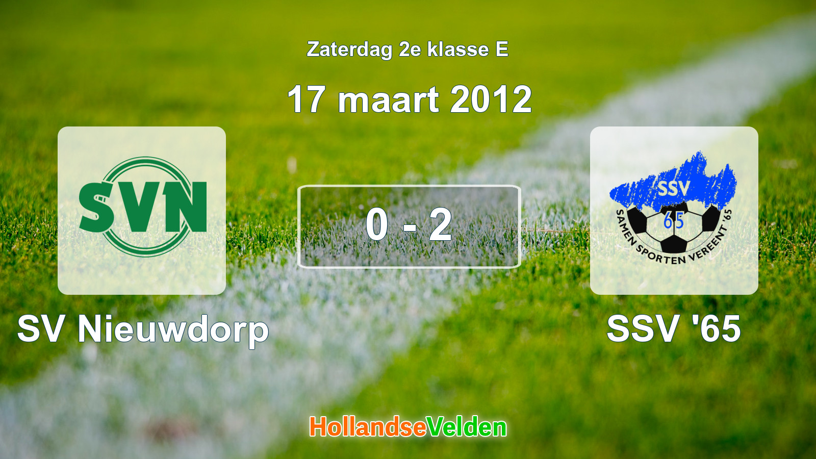 Gespeelde wedstrijd: SV Nieuwdorp - SSV '65 0 - 2 (17 maart 2012)