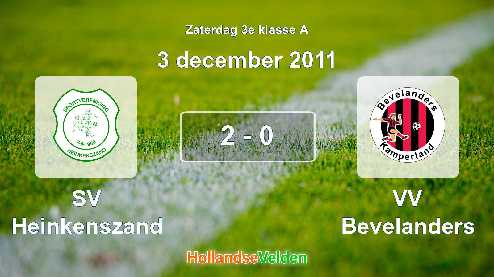 Gespeelde wedstrijd: SV Heinkenszand - VV Bevelanders 2 - 0 (3 december 2011)