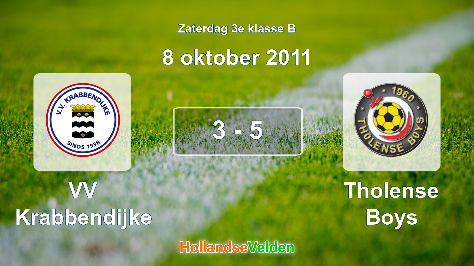Gespeelde wedstrijd: VV Krabbendijke - Tholense Boys 3 - 5 (8 oktober 2011)