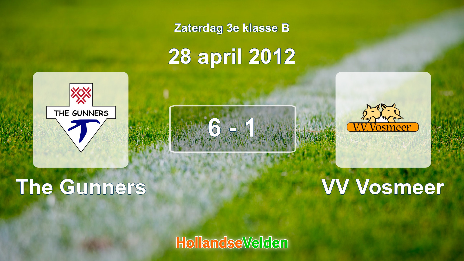 Gespeelde wedstrijd: The Gunners - VV Vosmeer 6 - 1 (28 april 2012)