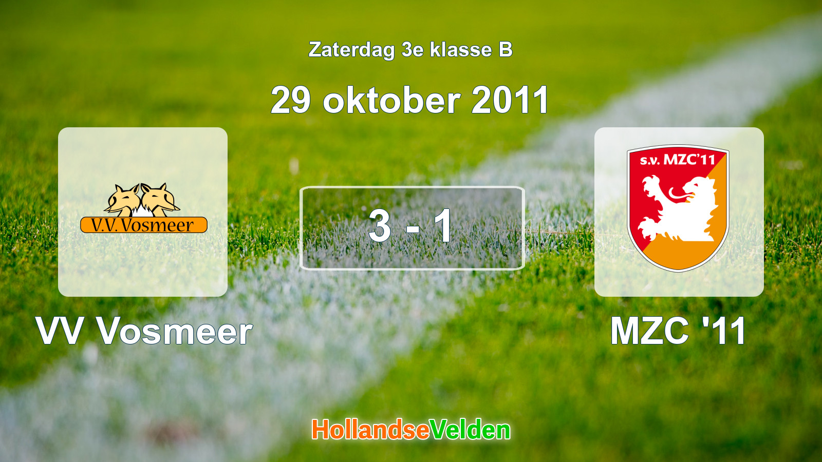 Gespeelde wedstrijd: VV Vosmeer - MZC '11 3 - 1 (29 oktober 2011)