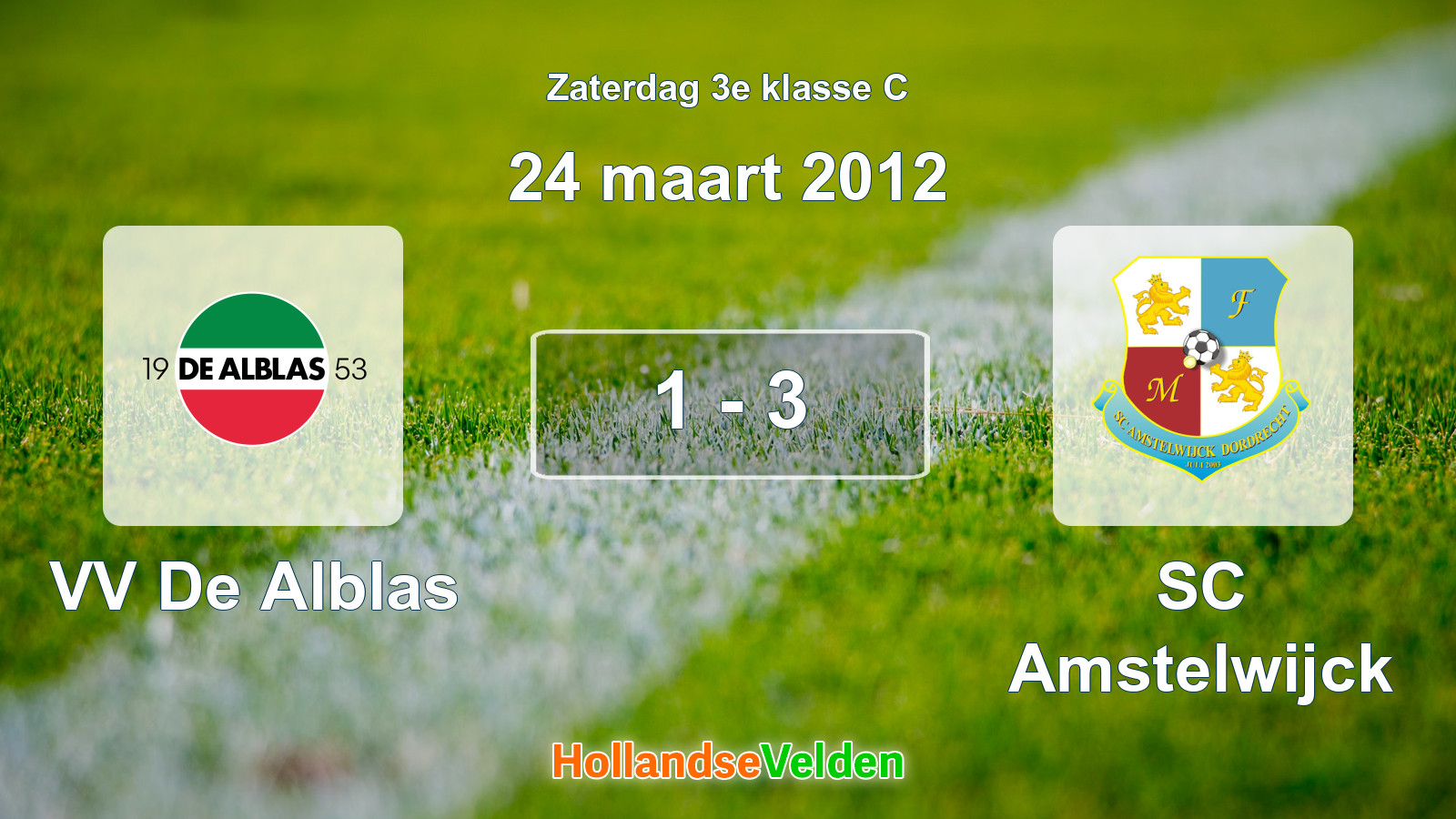 Gespeelde wedstrijd: VV De Alblas - SC Amstelwijck 1 - 3 (24 maart 2012)