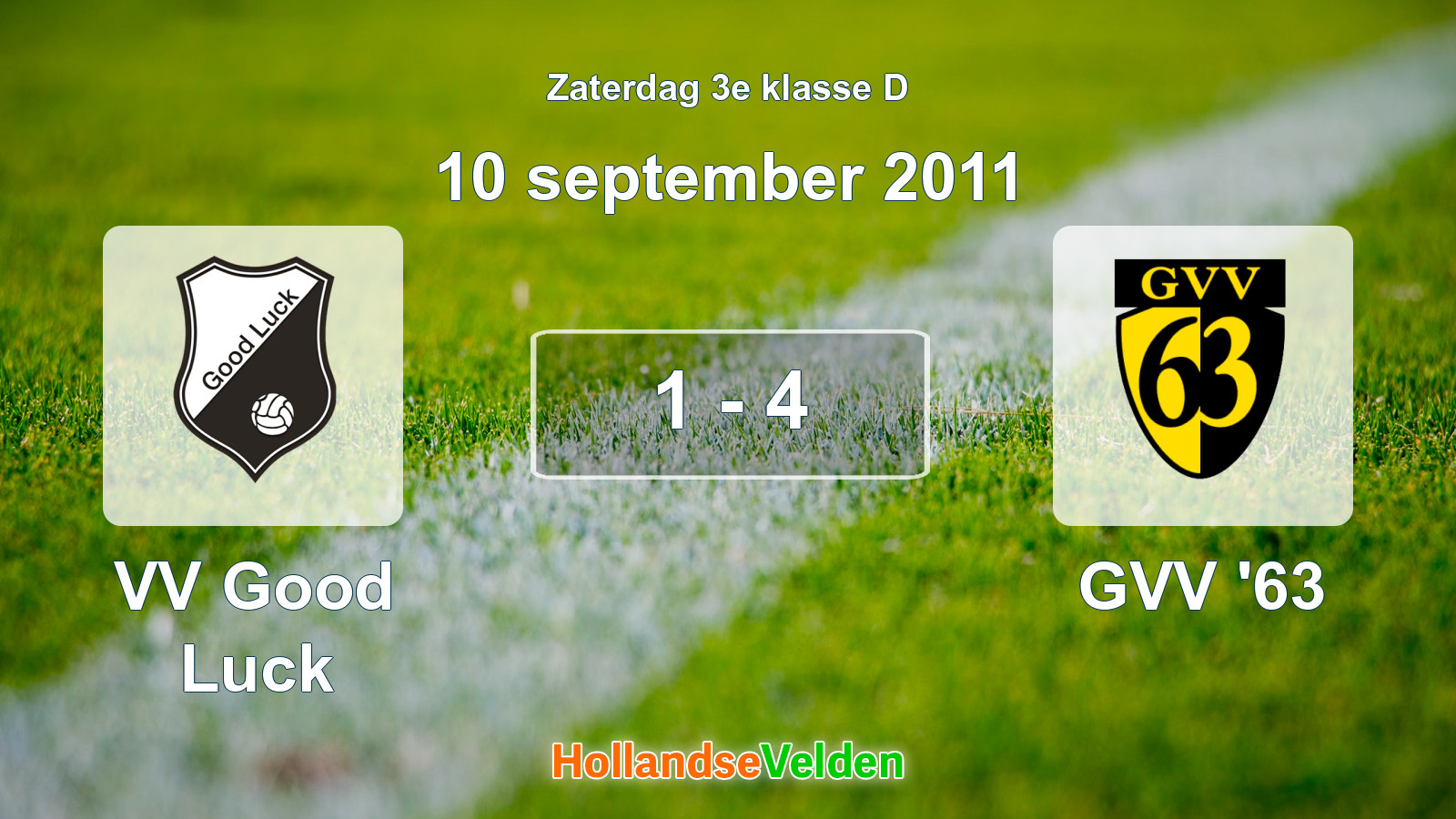 Gespeelde wedstrijd: VV Good Luck - GVV '63 1 - 4 (10 september 2011)