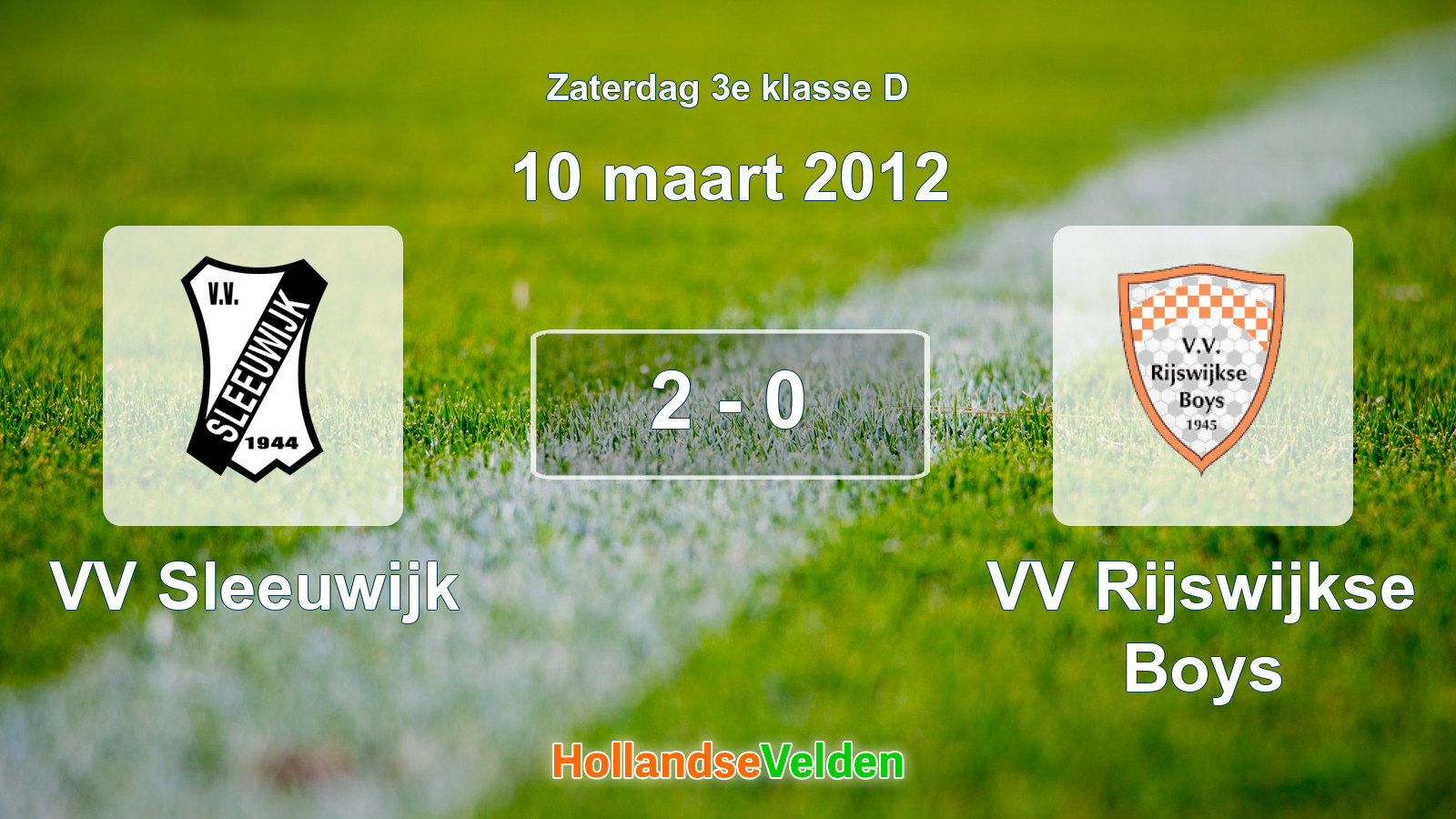 Gespeelde wedstrijd: VV Sleeuwijk - VV Rijswijkse Boys 2 - 0 (10 maart 2012)