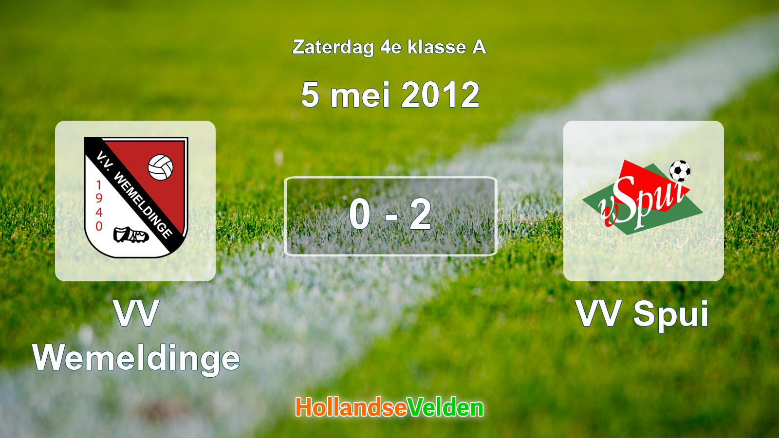 Gespeelde wedstrijd: VV Wemeldinge - VV Spui 0 - 2 (5 mei 2012)