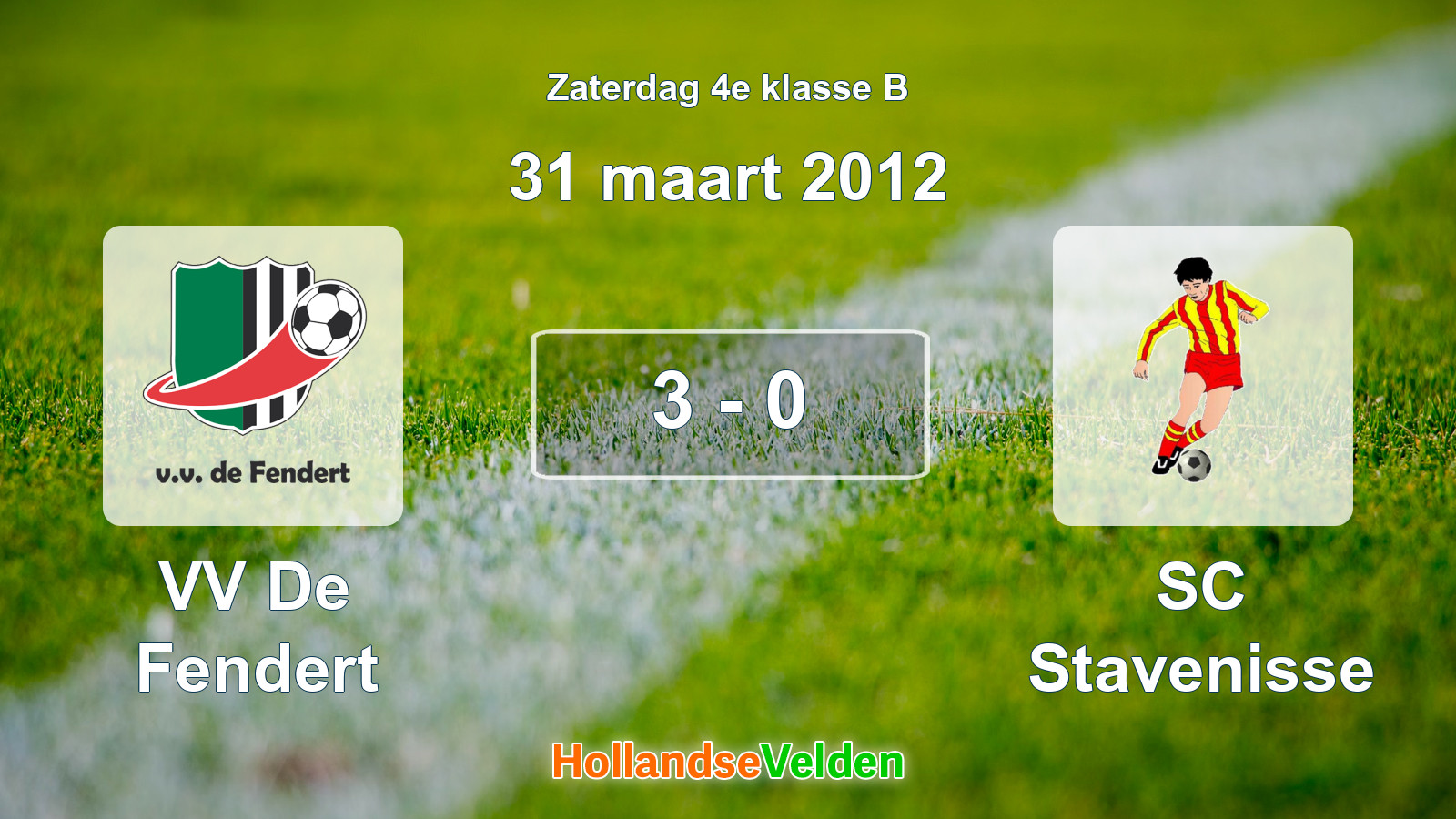 Gespeelde wedstrijd: VV De Fendert - SC Stavenisse 3 - 0 (31 maart 2012)