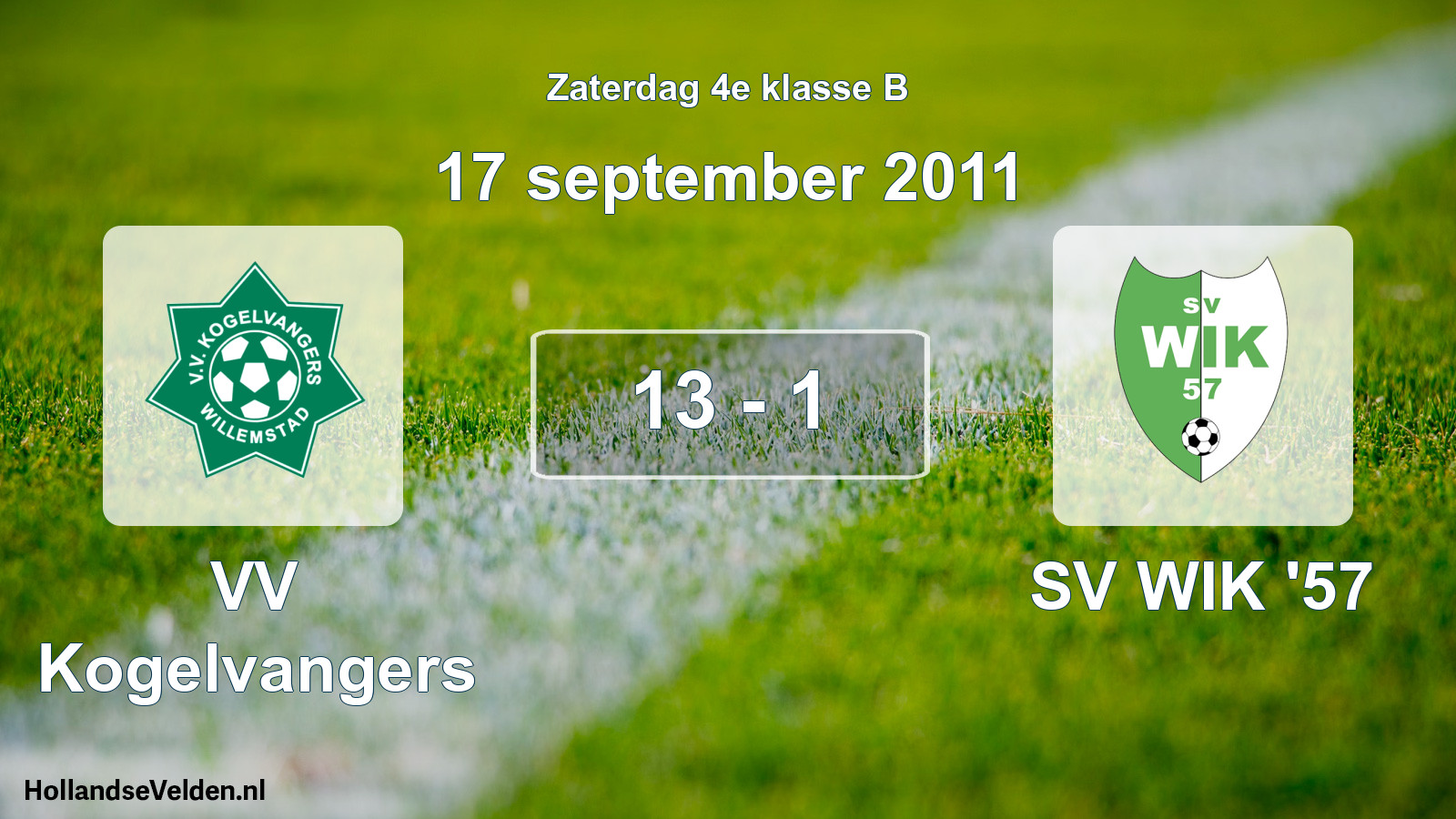 Gespeelde wedstrijd: VV Kogelvangers - SV WIK '57 13 - 1 (17 september 2011)