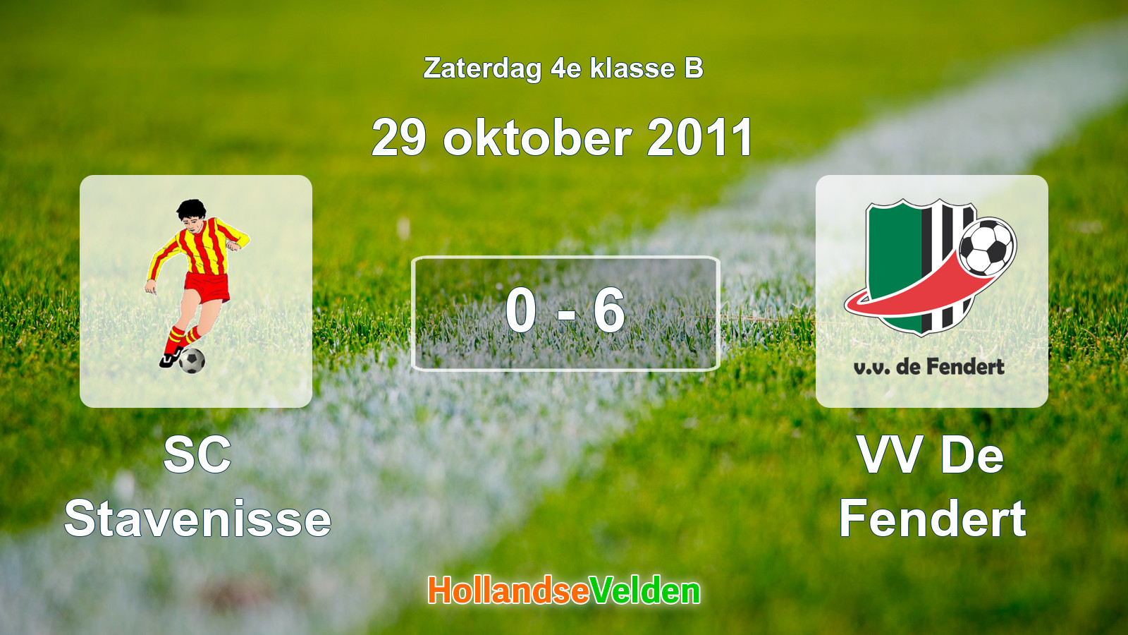 Gespeelde wedstrijd: SC Stavenisse - VV De Fendert 0 - 6 (29 oktober 2011)