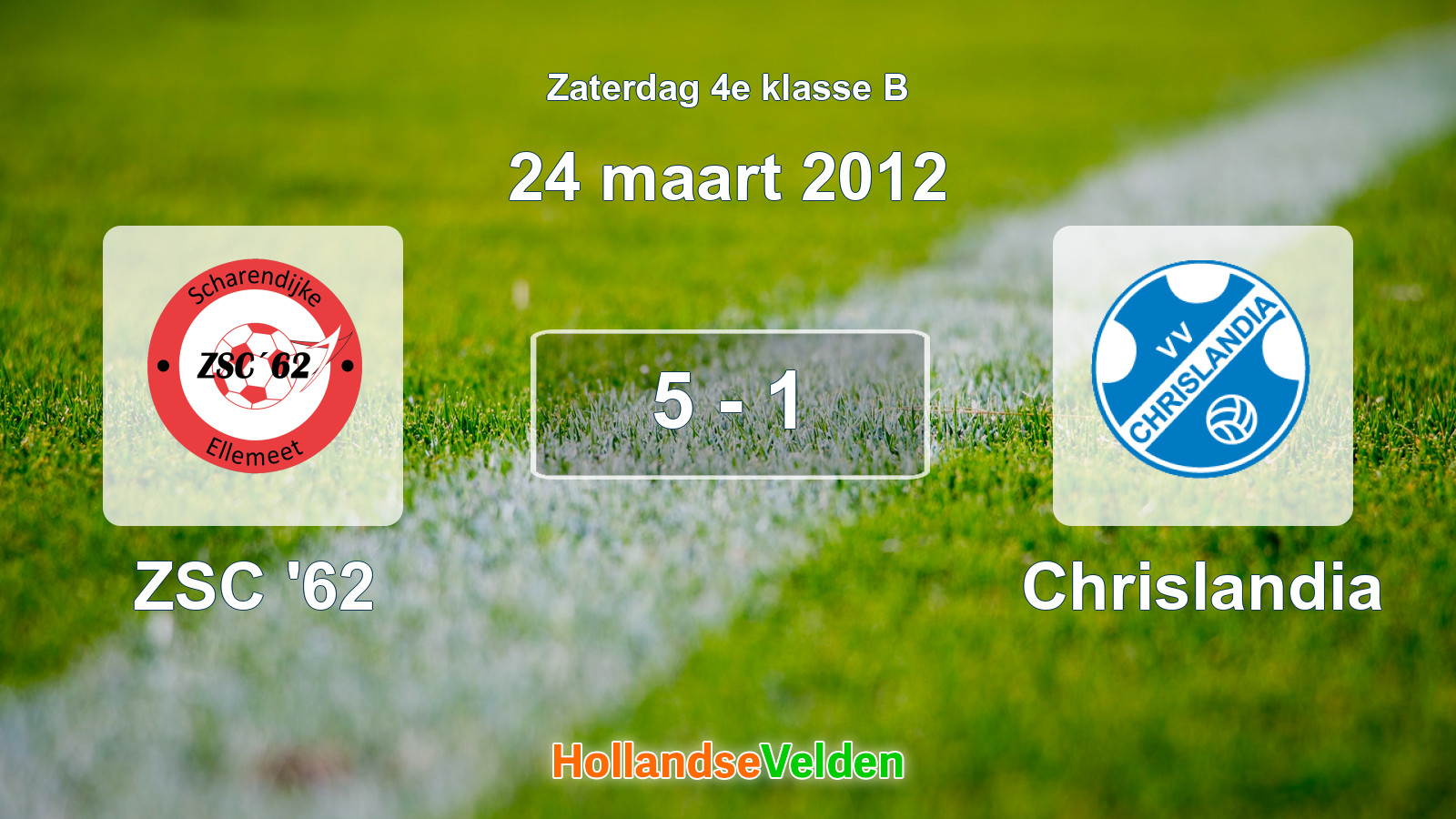 Gespeelde wedstrijd: ZSC '62 - Chrislandia 5 - 1 (24 maart 2012)