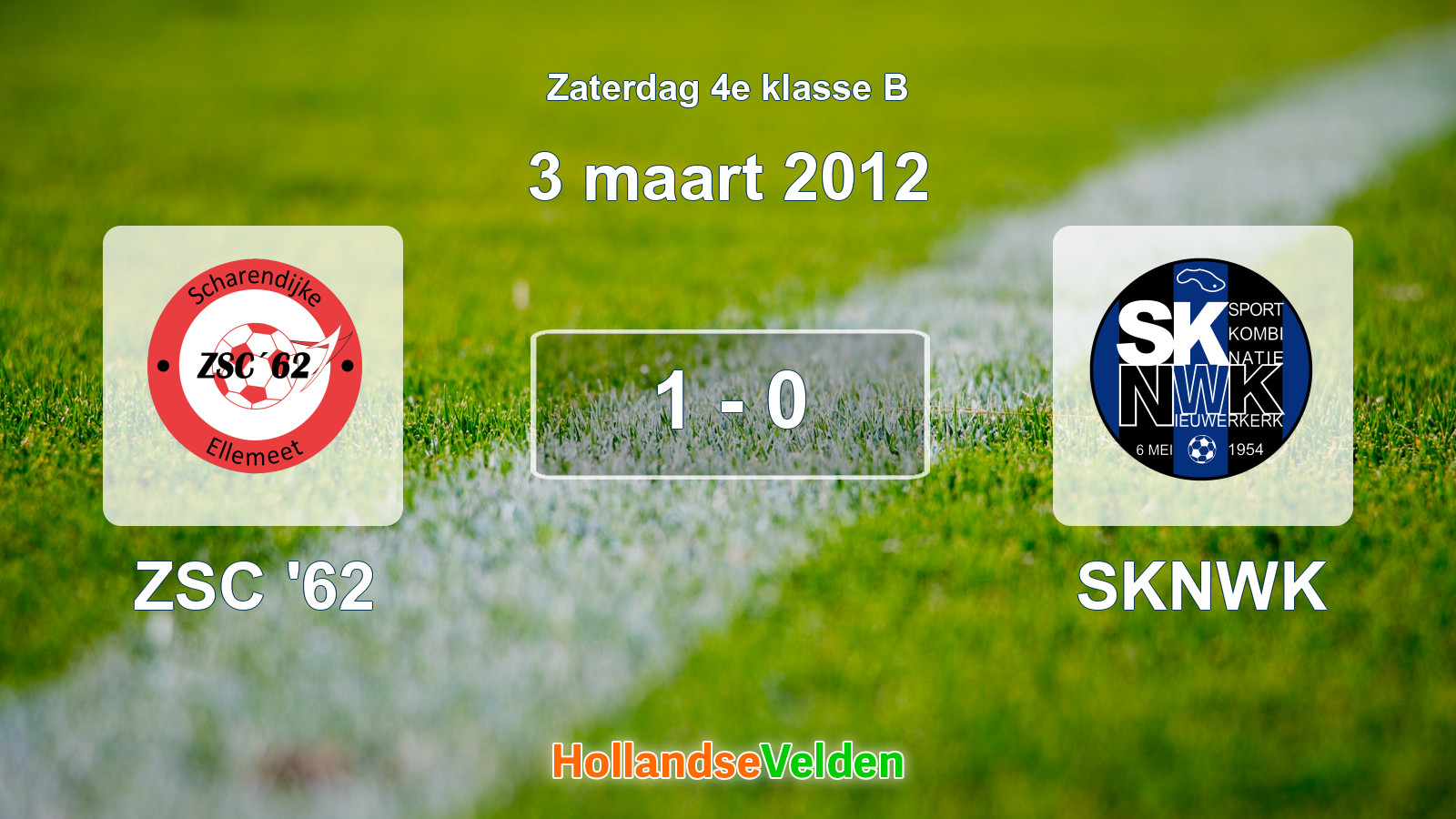 Gespeelde wedstrijd: ZSC '62 - SKNWK 1 - 0 (3 maart 2012)