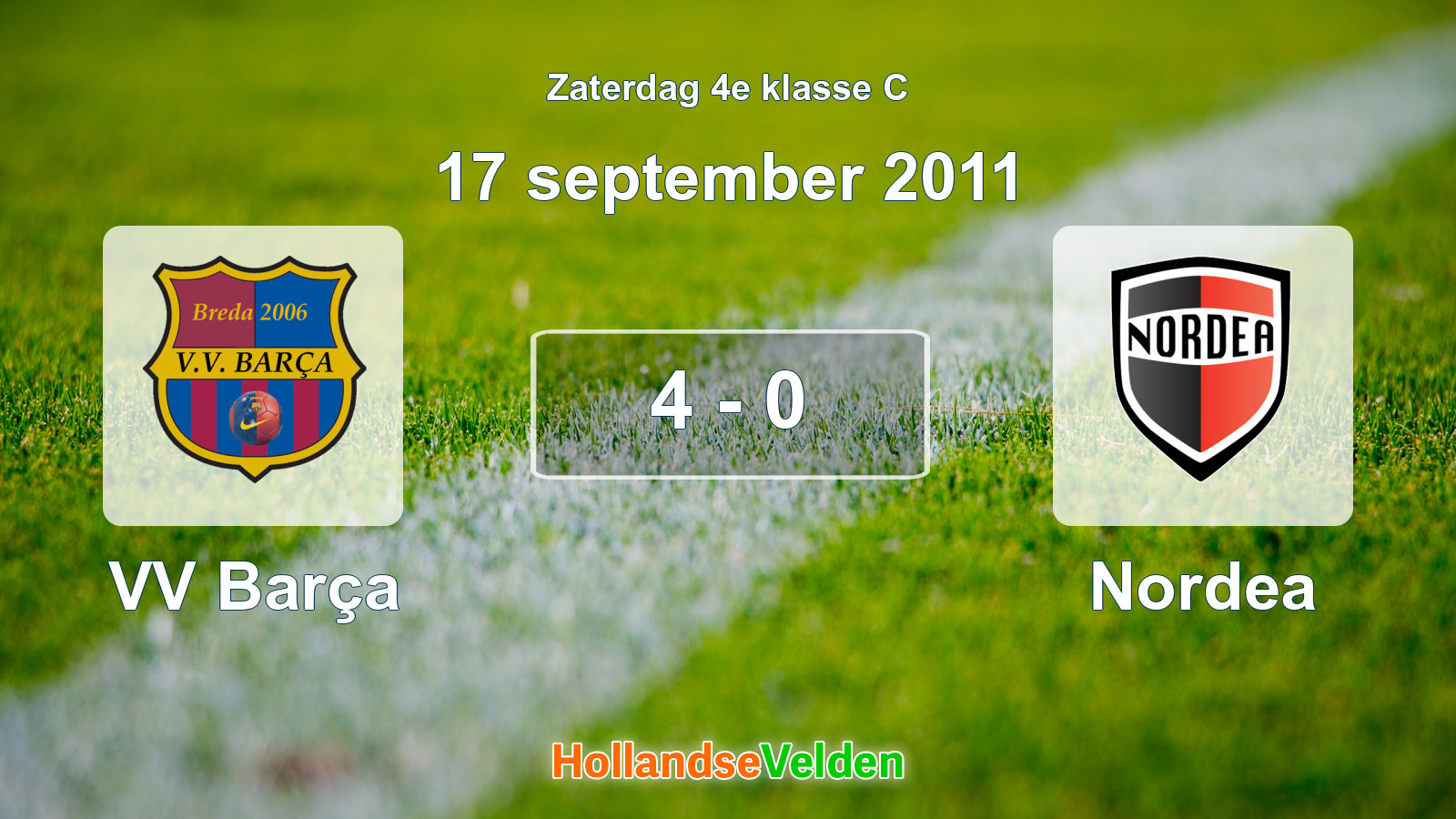 Gespeelde wedstrijd: VV Barça - Nordea 4 - 0 (17 september 2011)