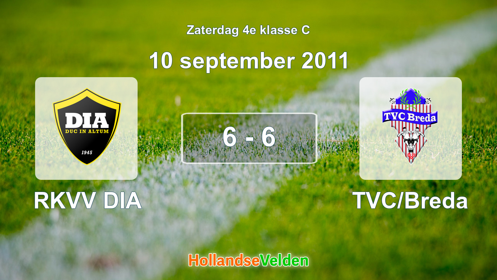 Gespeelde wedstrijd: RKVV DIA - TVC/Breda 6 - 6 (10 september 2011)