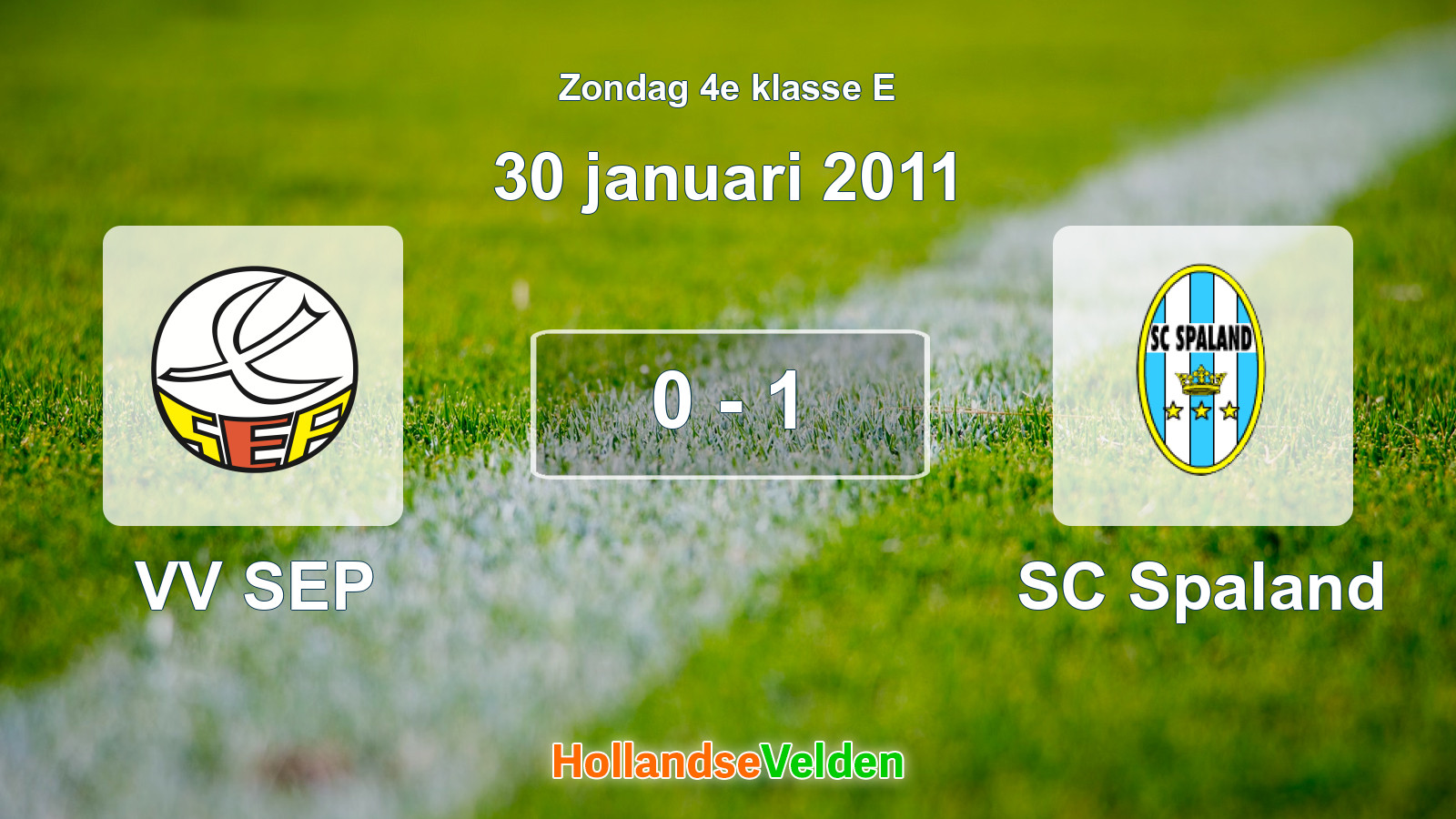 Gespeelde wedstrijd: VV SEP - SC Spaland 0 - 1 (30 januari 2011)