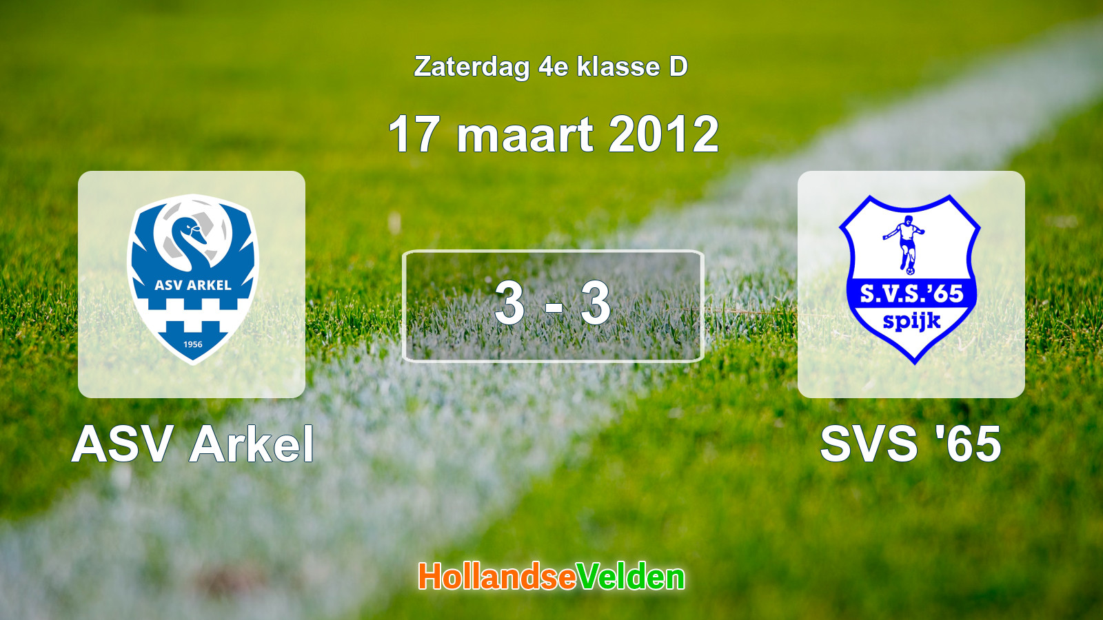 Gespeelde wedstrijd: ASV Arkel - SVS '65 3 - 3 (17 maart 2012)
