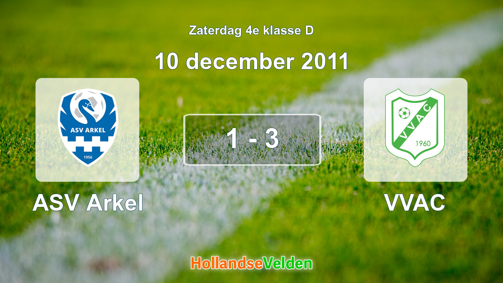 Gespeelde wedstrijd: ASV Arkel - VVAC 1 - 3 (10 december 2011)