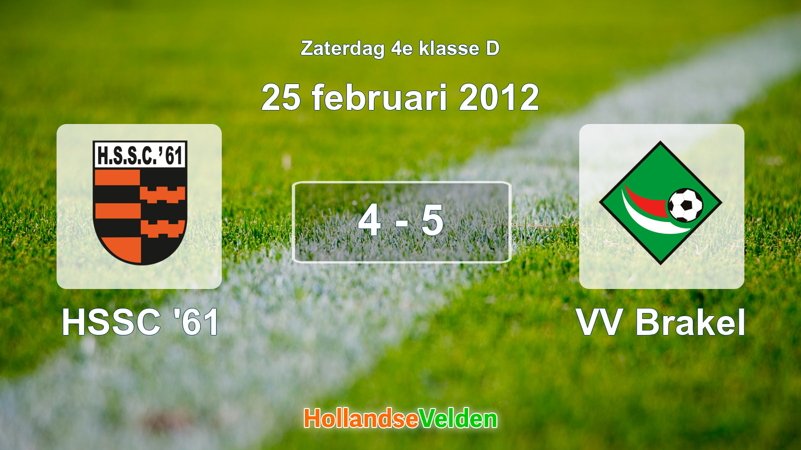 Gespeelde wedstrijd: HSSC '61 - VV Brakel 4 - 5 (25 februari 2012)
