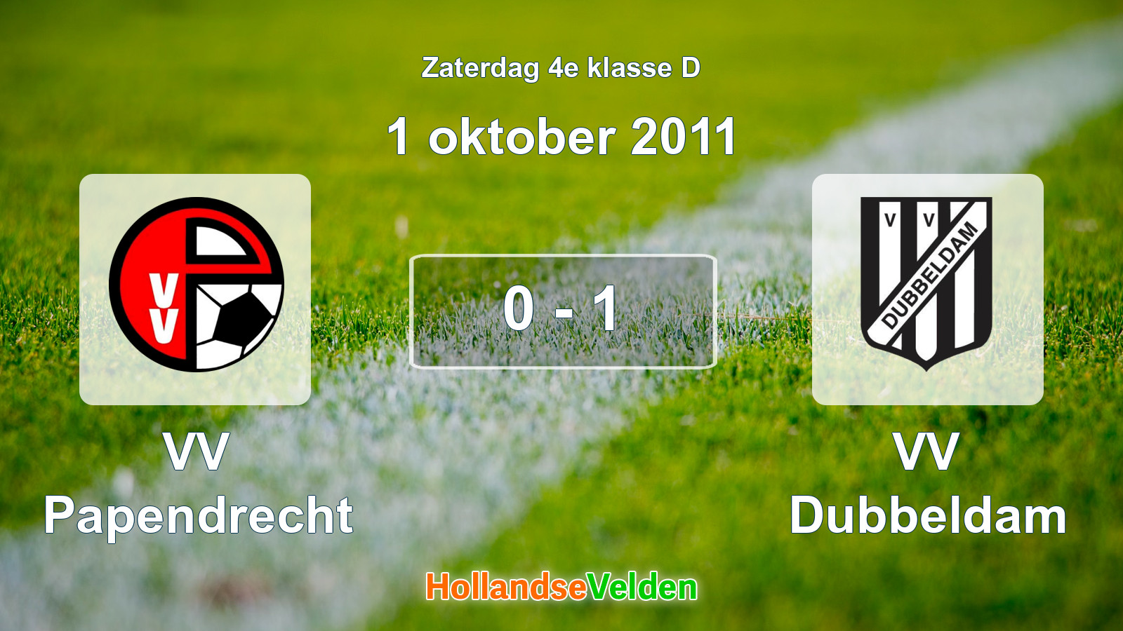 Gespeelde wedstrijd: VV Papendrecht - VV Dubbeldam 0 - 1 (1 oktober 2011)