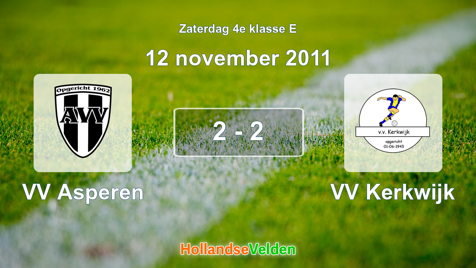 Gespeelde wedstrijd: VV Asperen - VV Kerkwijk 2 - 2 (12 november 2011)