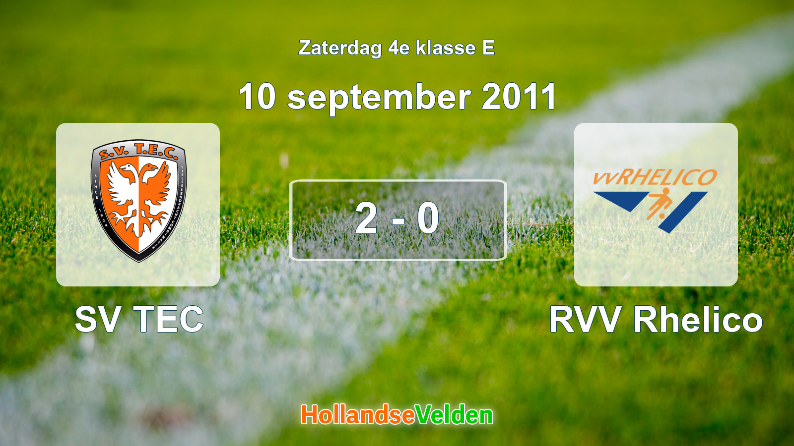 Gespeelde wedstrijd: SV TEC - RVV Rhelico 2 - 0 (10 september 2011)