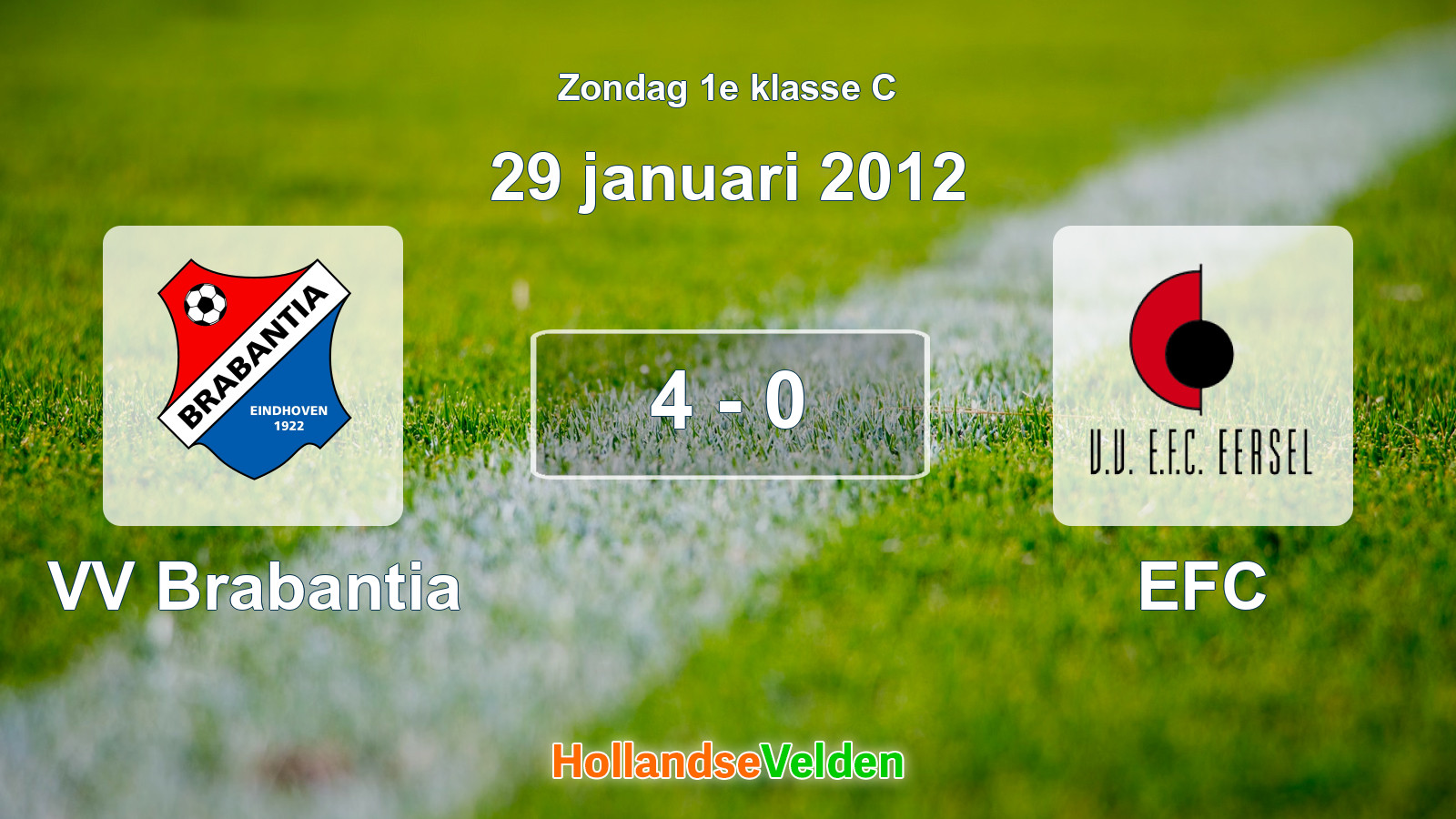 Gespeelde wedstrijd: VV Brabantia - EFC 4 - 0 (29 januari 2012)
