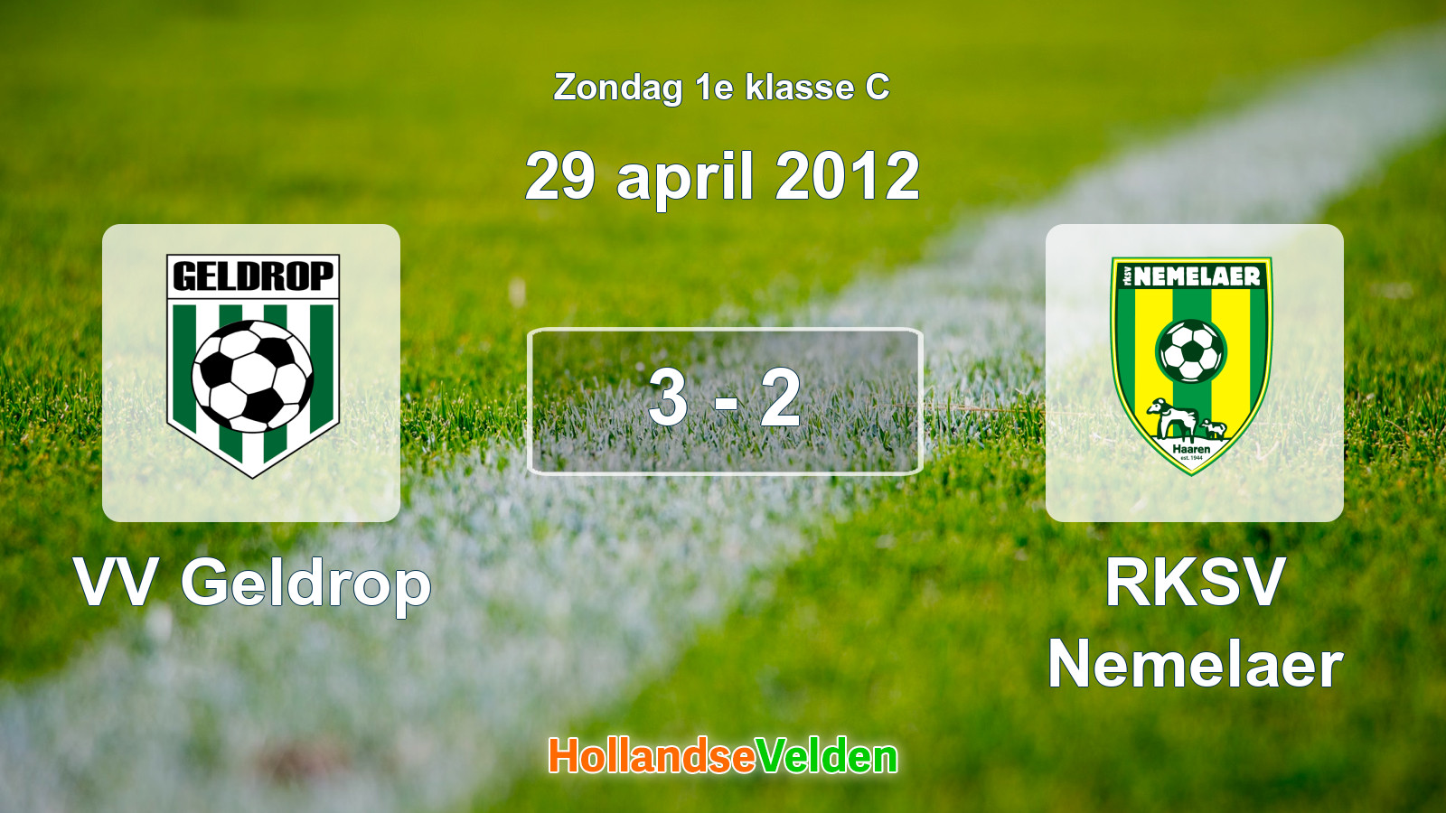 Gespeelde wedstrijd: VV Geldrop - RKSV Nemelaer 3 - 2 (29 april 2012)