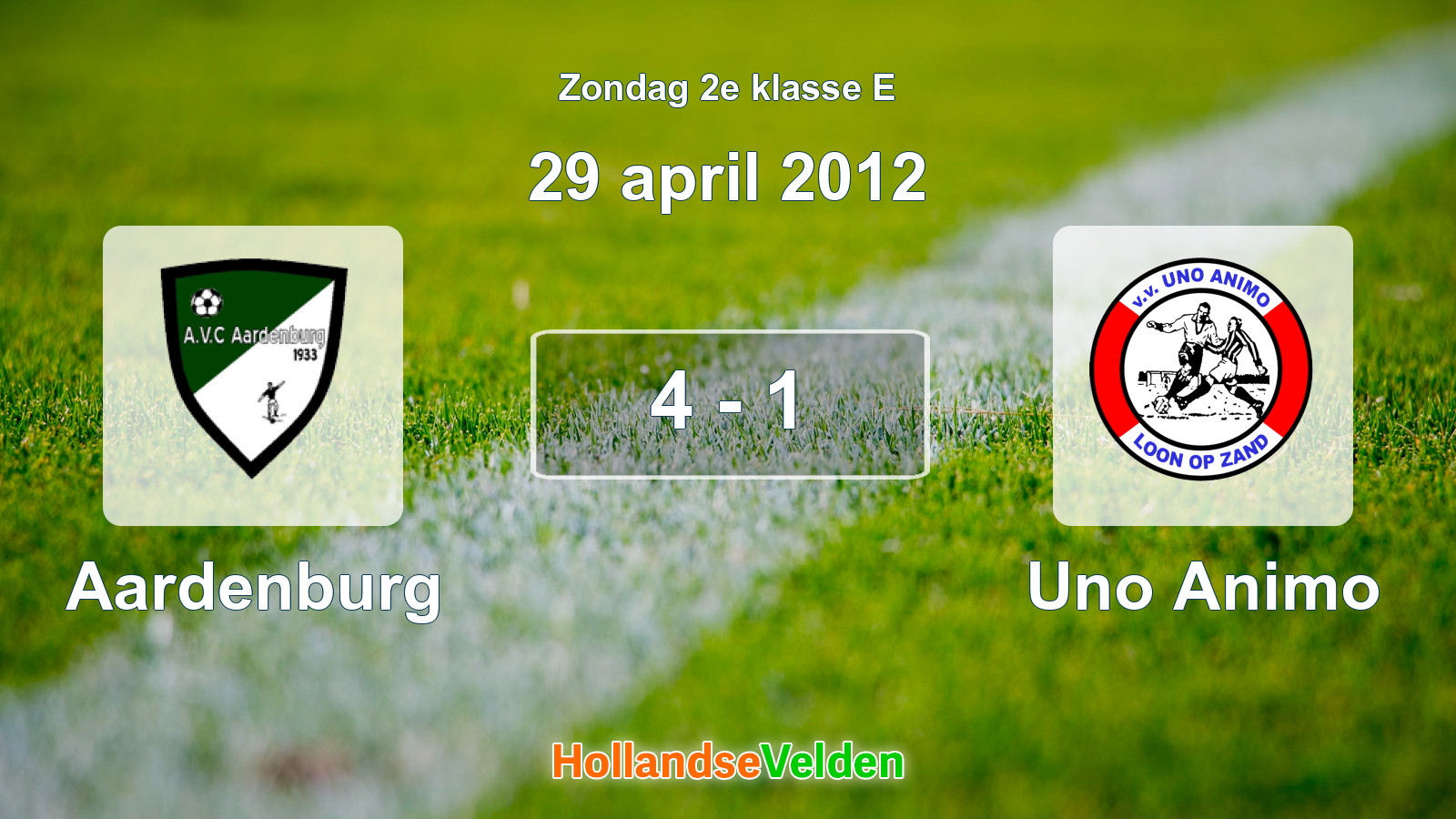 Gespeelde wedstrijd: Aardenburg - Uno Animo 4 - 1 (29 april 2012)