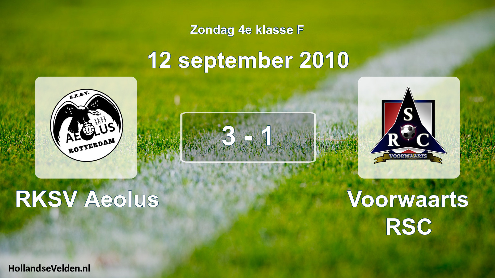 Gespeelde wedstrijd: RKSV Aeolus - Voorwaarts RSC 3 - 1 (12 september 2010)