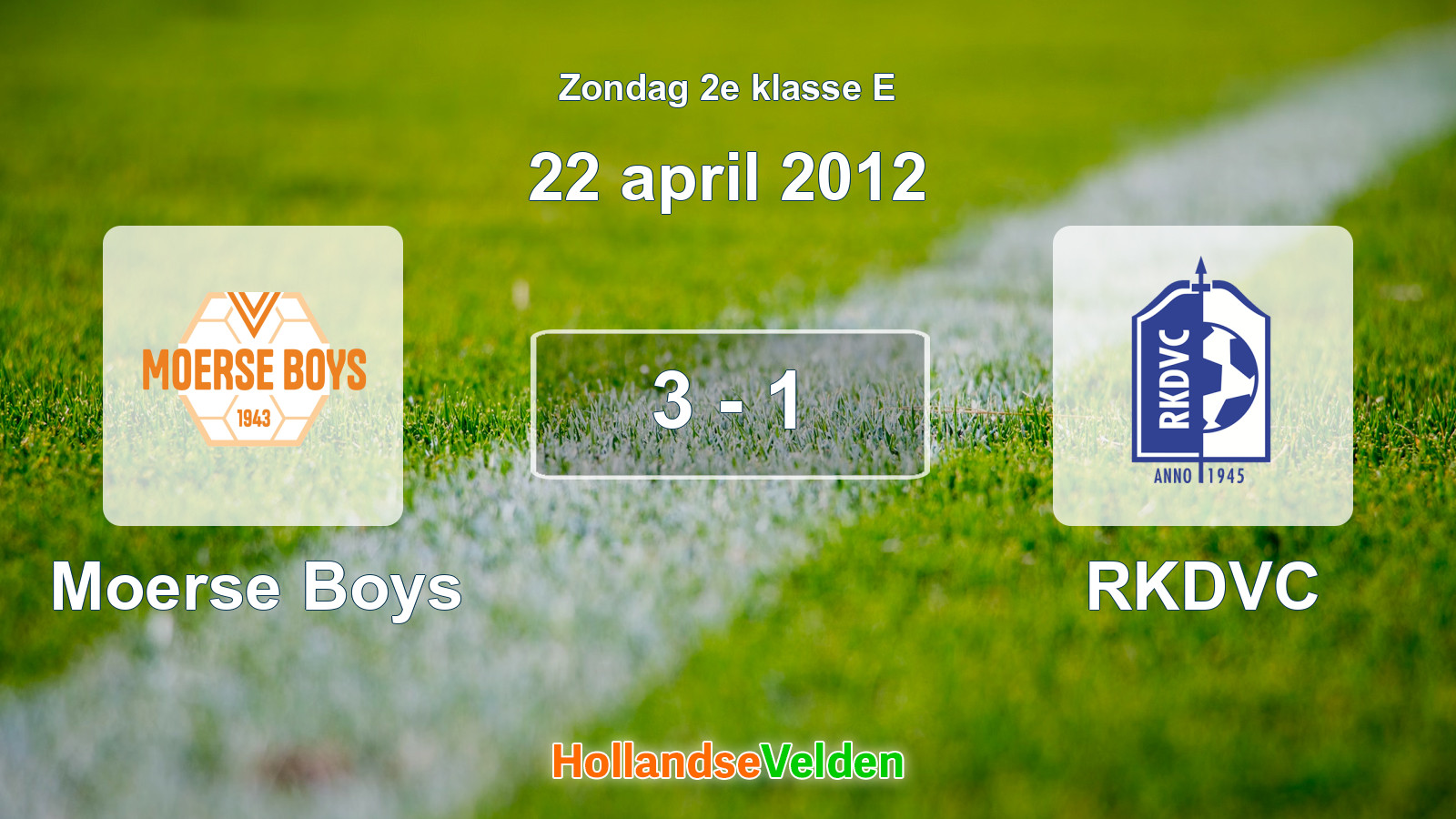 Gespeelde wedstrijd: Moerse Boys - RKDVC 3 - 1 (22 april 2012)