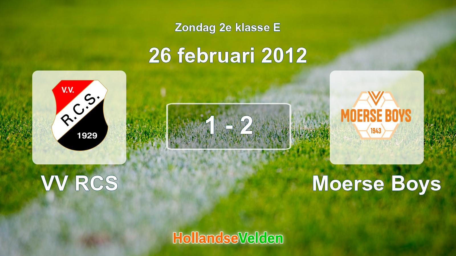 Gespeelde wedstrijd: VV RCS - Moerse Boys 1 - 2 (26 februari 2012)