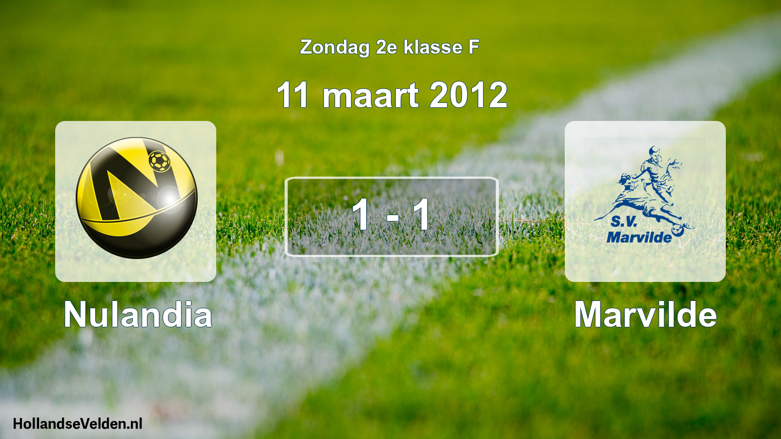 Gespeelde wedstrijd: Nulandia - Marvilde 1 - 1 (11 maart 2012)