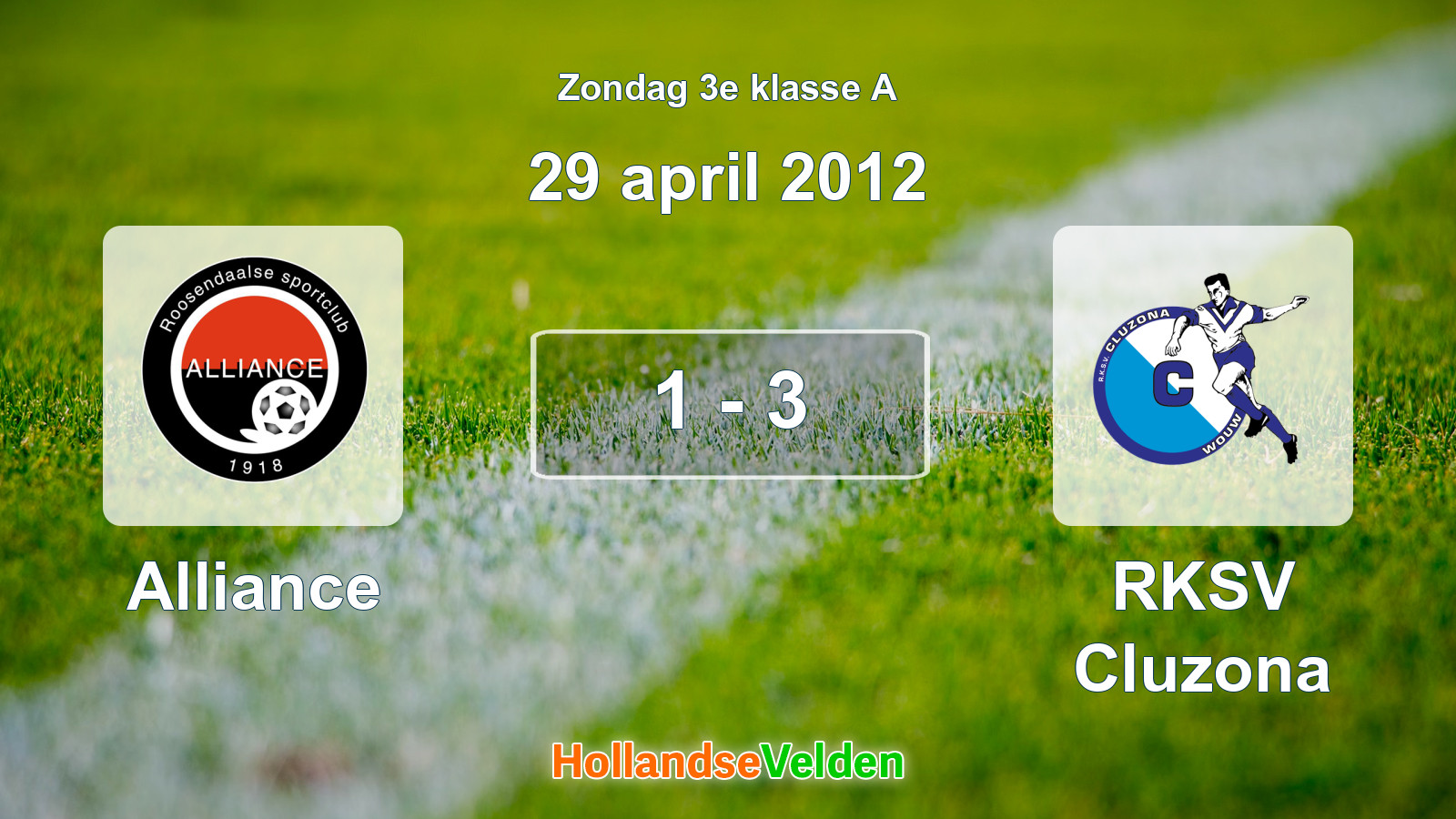 Gespeelde wedstrijd: Alliance - RKSV Cluzona 1 - 3 (29 april 2012)
