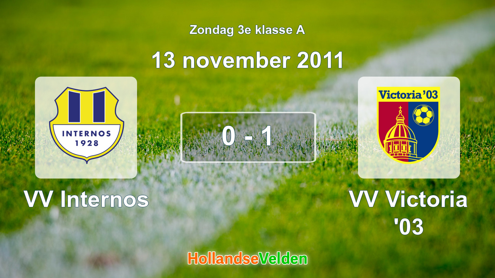 Gespeelde wedstrijd: VV Internos - VV Victoria '03 0 - 1 (13 november 2011)