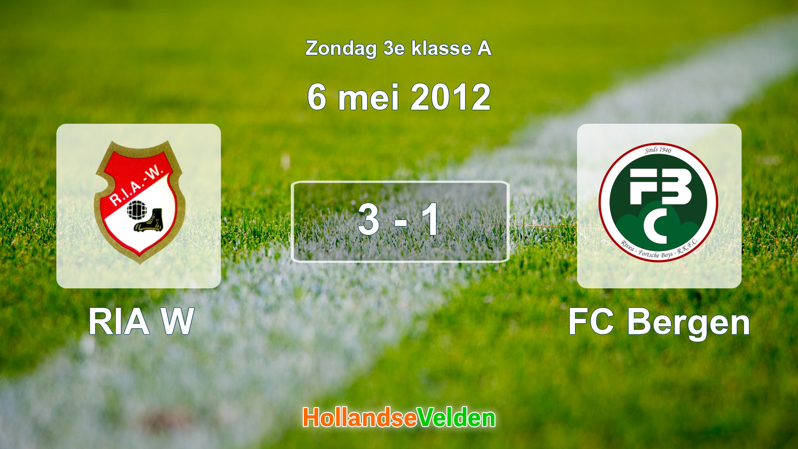 Gespeelde wedstrijd: RIA W - FC Bergen 3 - 1 (6 mei 2012)
