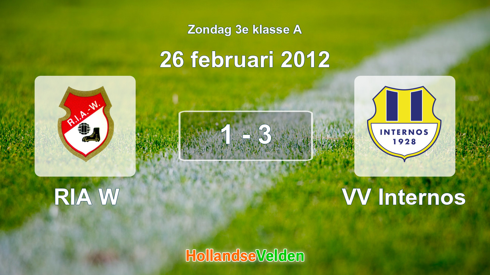 Gespeelde wedstrijd: RIA W - VV Internos 1 - 3 (26 februari 2012)