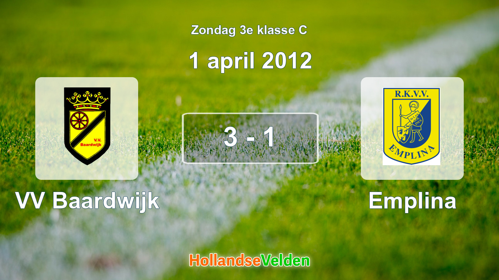 Gespeelde wedstrijd: VV Baardwijk - Emplina 3 - 1 (1 april 2012)