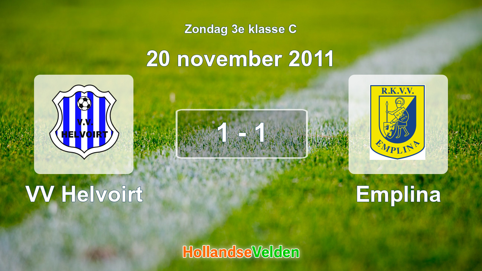 Gespeelde wedstrijd: VV Helvoirt - Emplina 1 - 1 (20 november 2011)