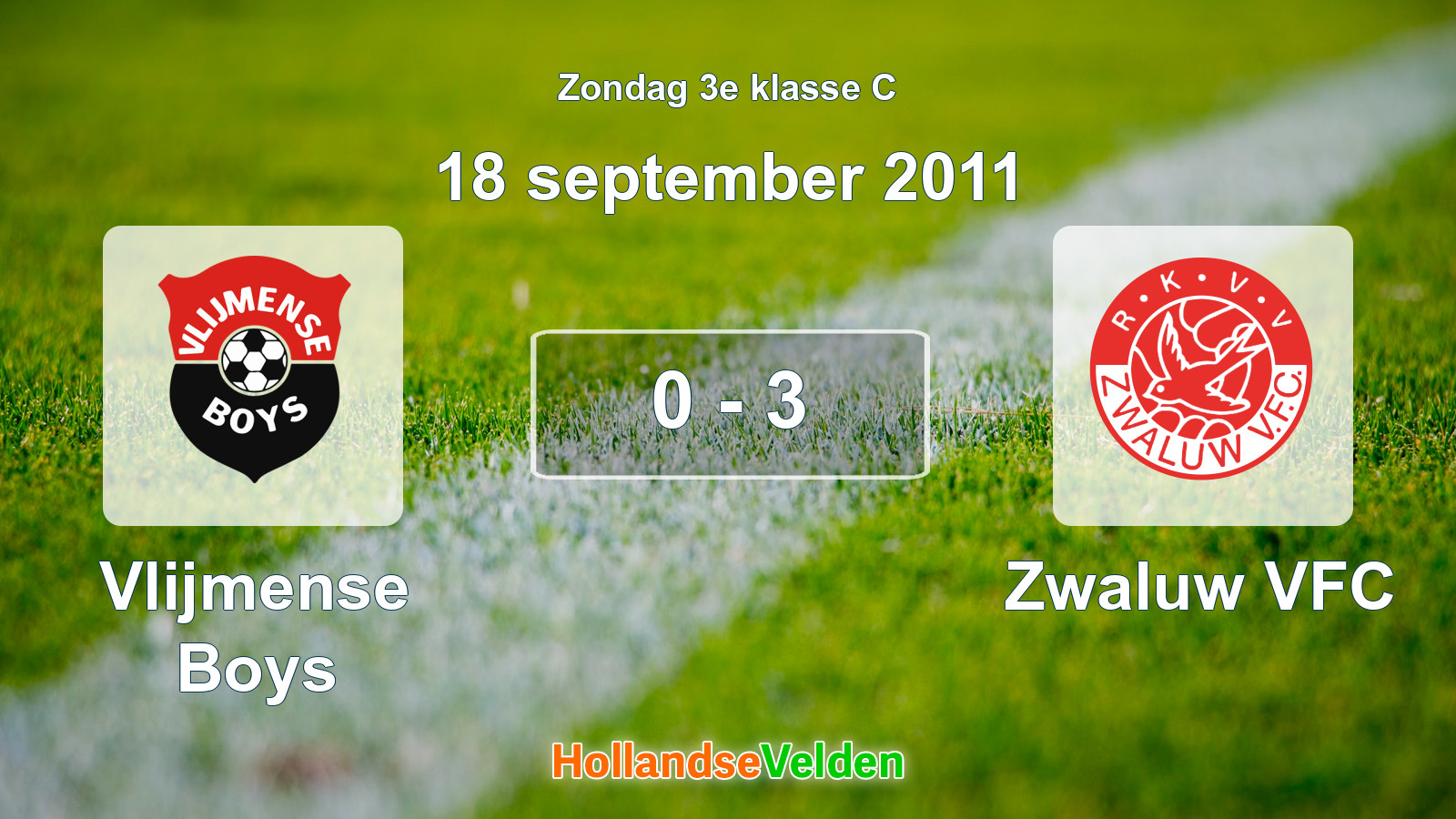 Gespeelde wedstrijd: Vlijmense Boys - Zwaluw VFC 0 - 3 (18 september 2011)