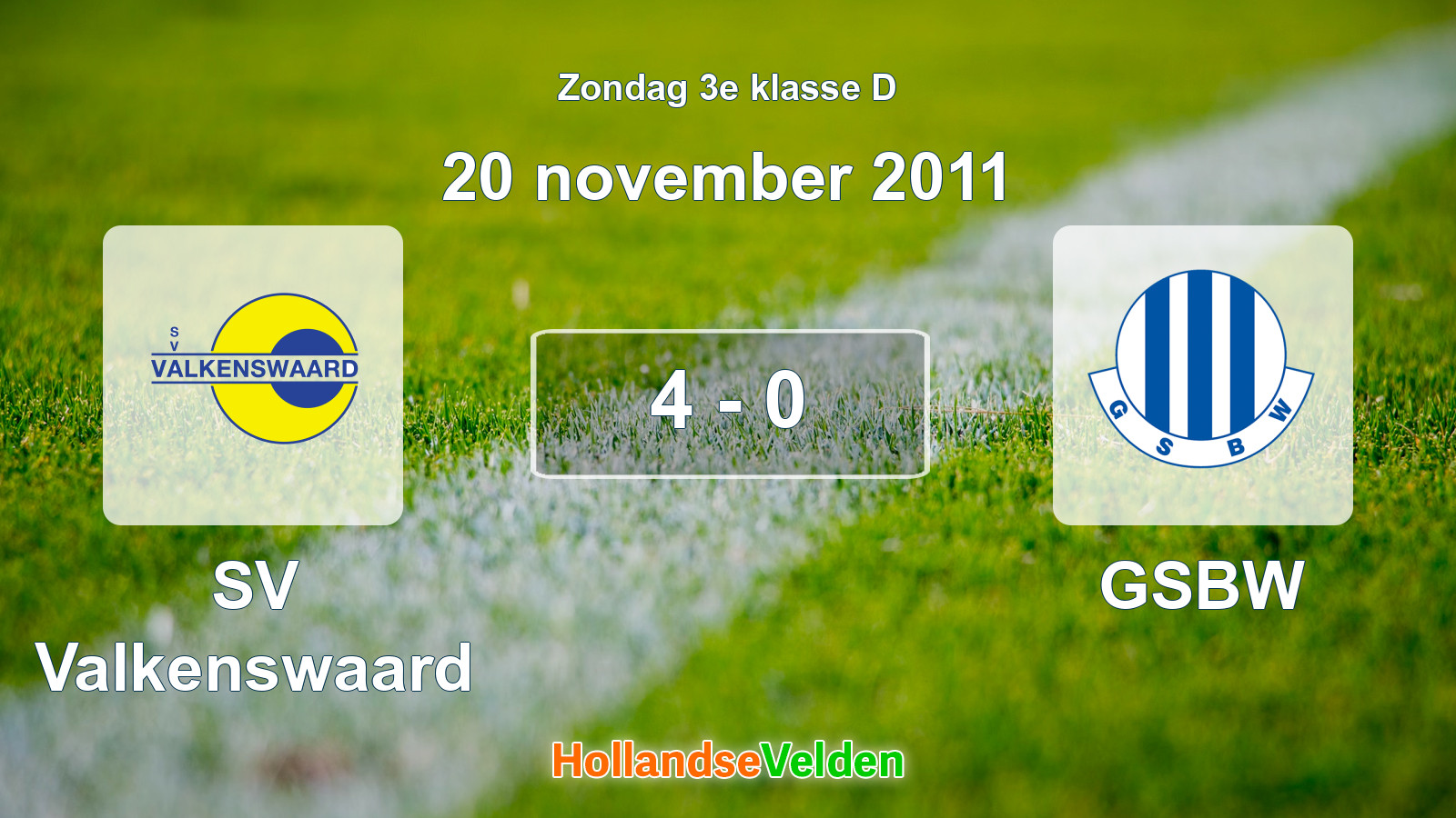 Gespeelde wedstrijd: SV Valkenswaard - GSBW 4 - 0 (20 november 2011)