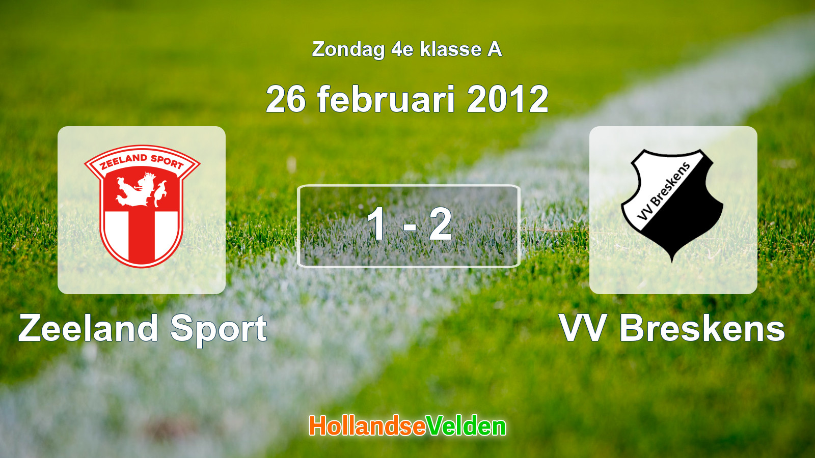 Gespeelde wedstrijd: Zeeland Sport - VV Breskens 1 - 2 (26 februari 2012)