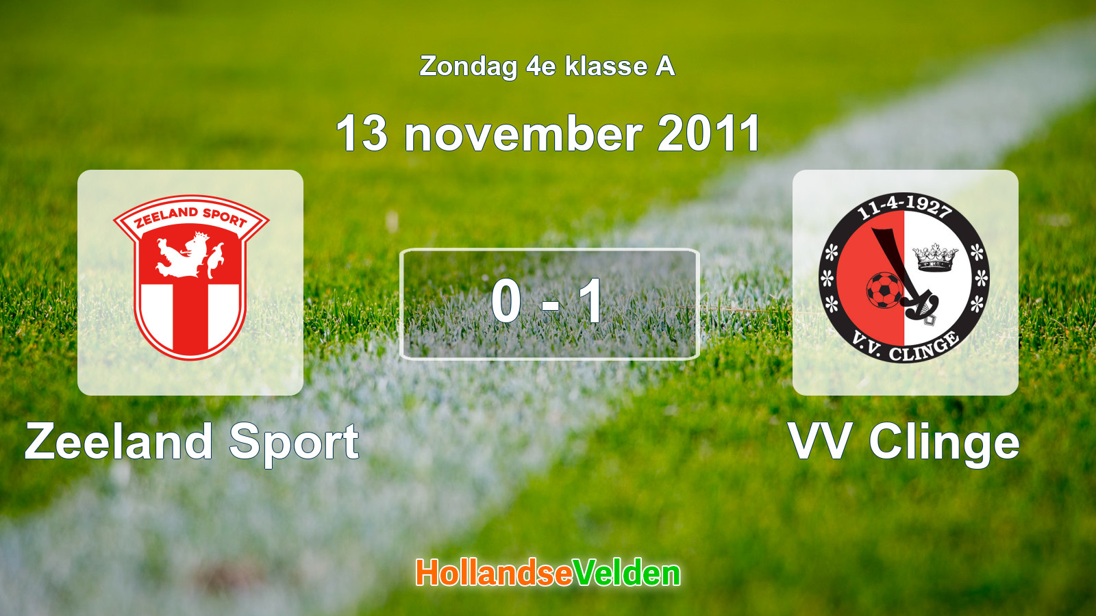 Gespeelde wedstrijd: Zeeland Sport - VV Clinge 0 - 1 (13 november 2011)